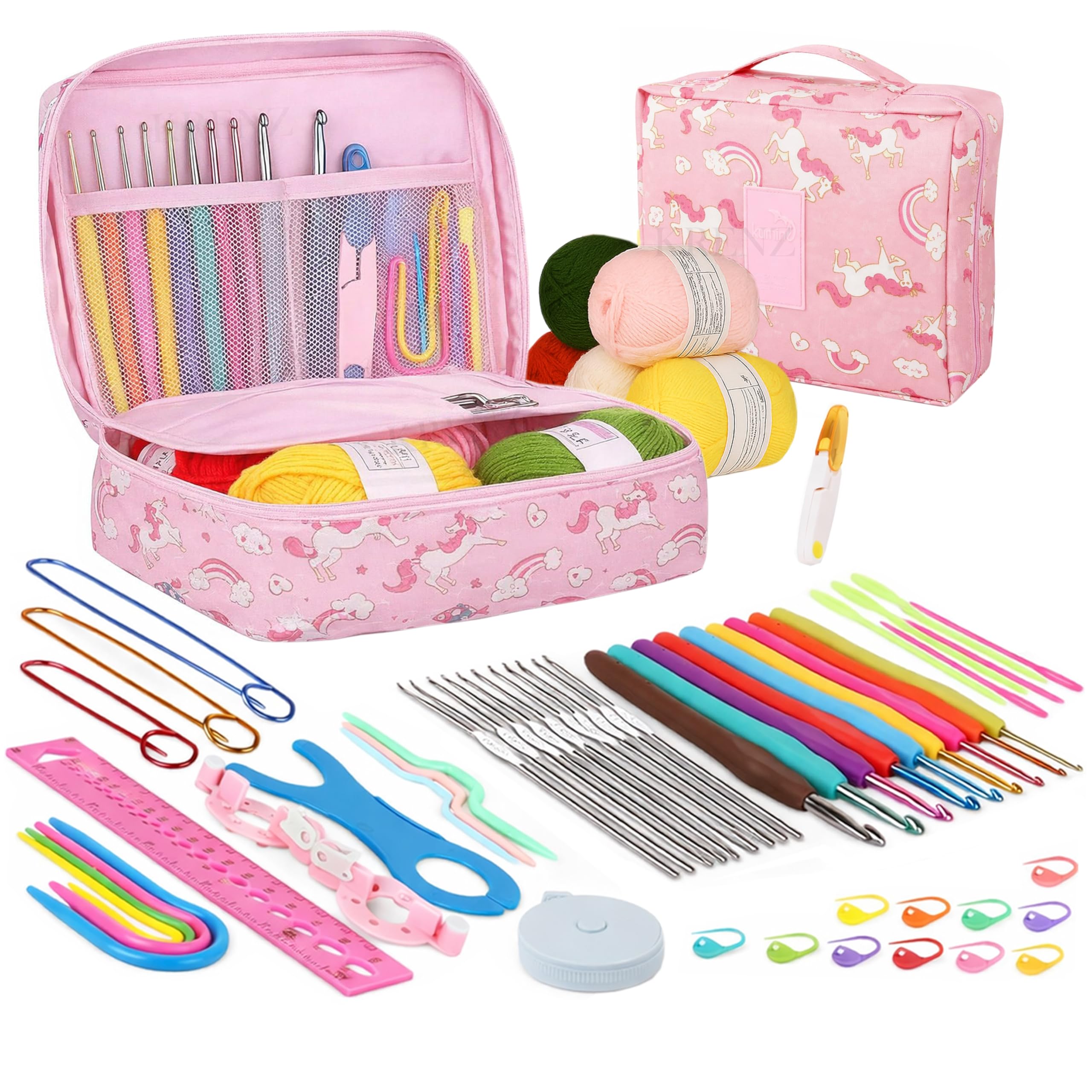 KRENZ 59 Pcs Crochet Kit for Beginners Kids & Adults Starter Set