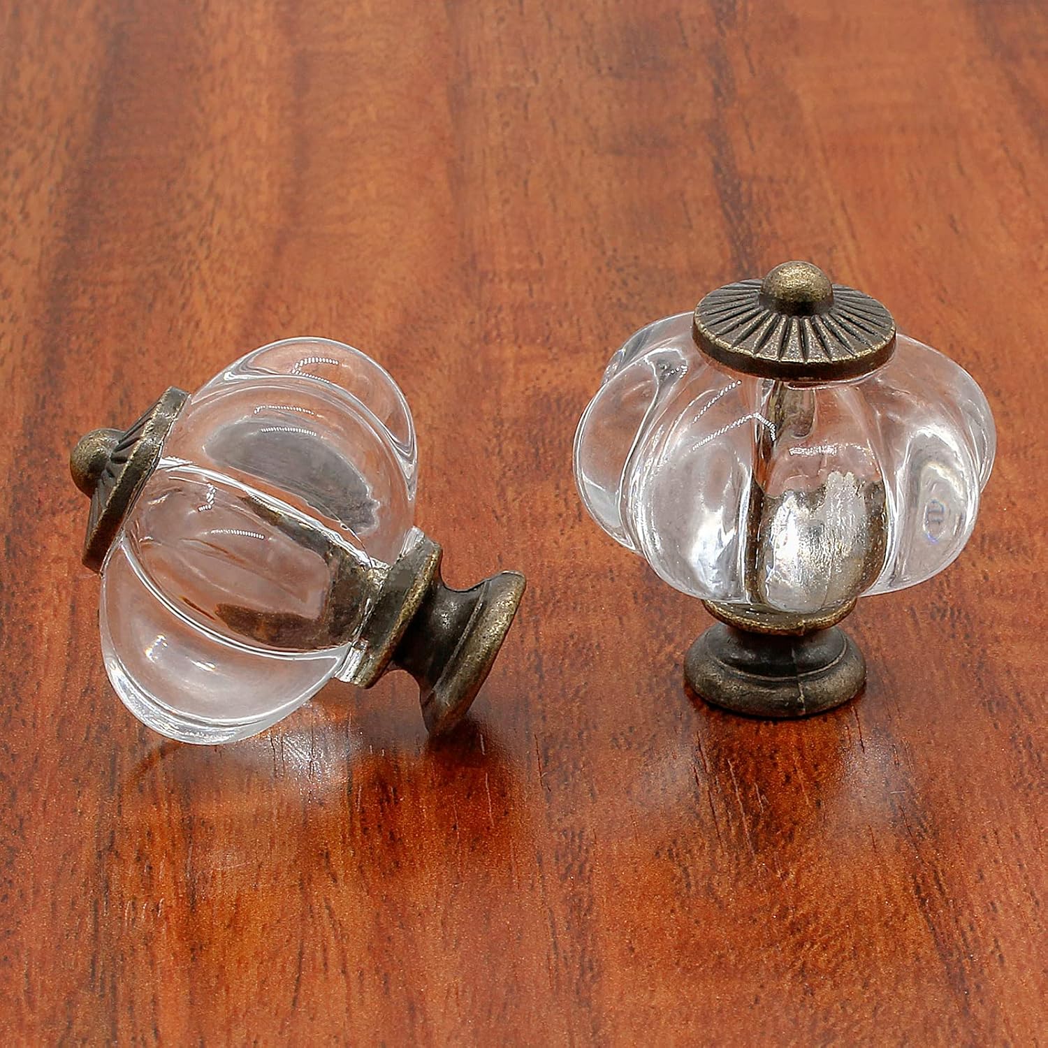 Waziaqoc 10PCS Clear Pumpkin Knobs, Acrylic Cabinet knobs Antique Decorative Knobs Drawer Handle Pulls with Screws for Wardrobe Cupboard Closet Dresser Kitchen Cabinet