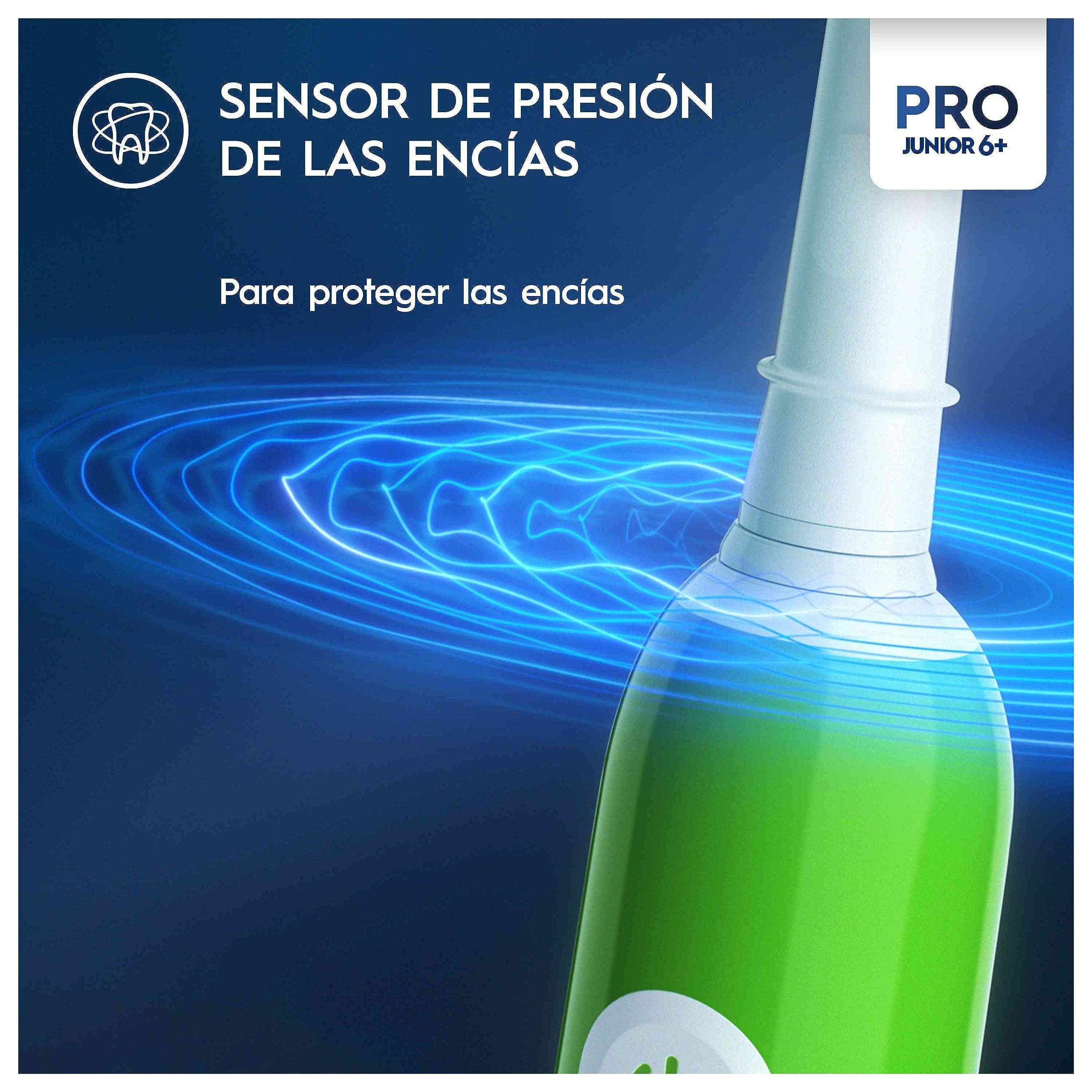 Oral-B Pro Junior Cepillo De Dientes Eléctrico, 1 Mango Verde, 1 Cabezal, Diseñado Por Braun, Apto Para Niños Mayores De 6 Años