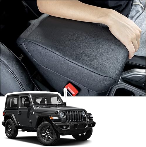 Funda para reposabrazos de consola central compatible con Jeep Wrangler JLJLU 2018-2021 2022 2023 y Jeep Gladiator JT Truck 2020 2021 2022 2023