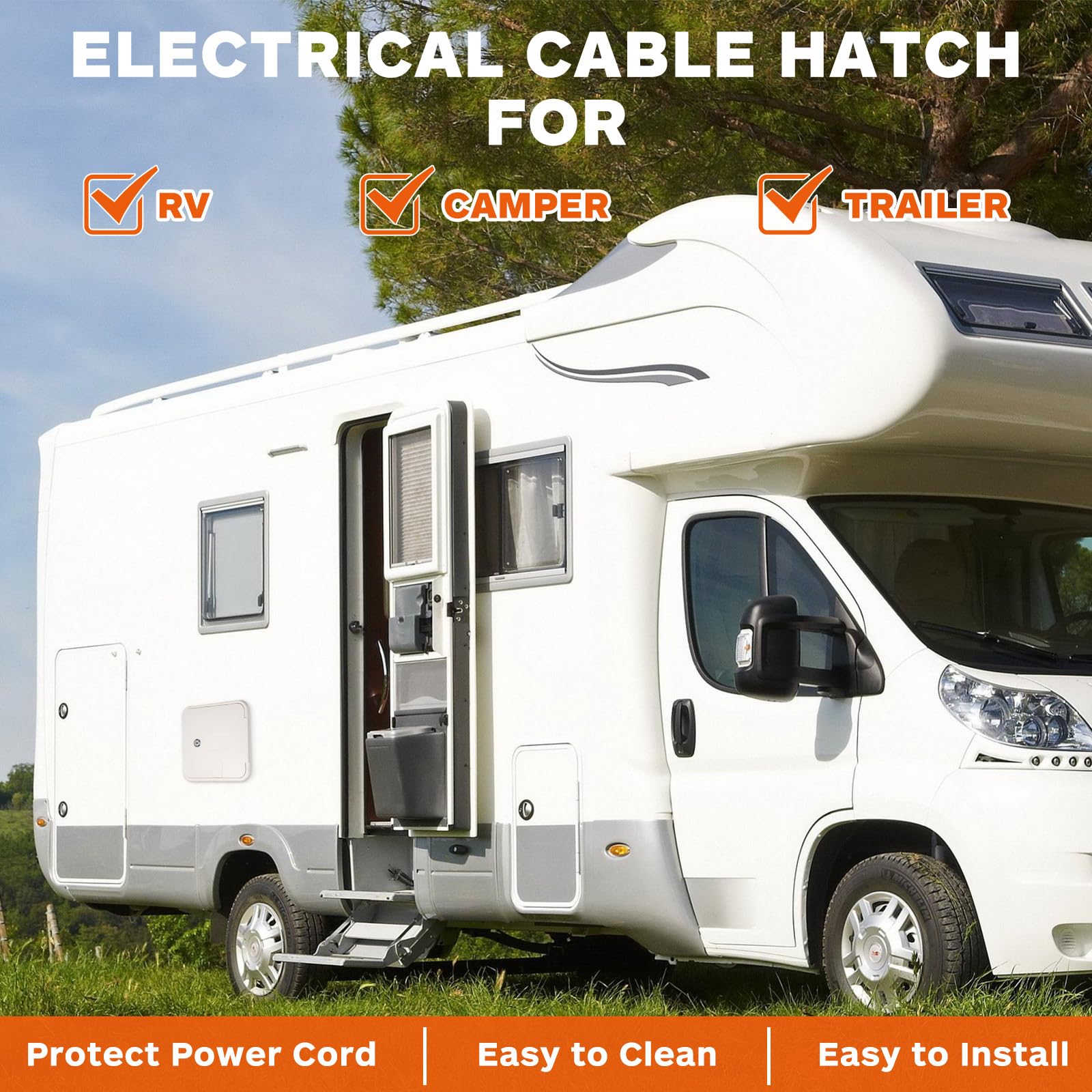 MAGICLULU Sportello Elettrico per Camper in ABS Bianco con Viti, Resistente per Uso Esterno, Accessorio Elegante per Modifiche e Manutenzione RV