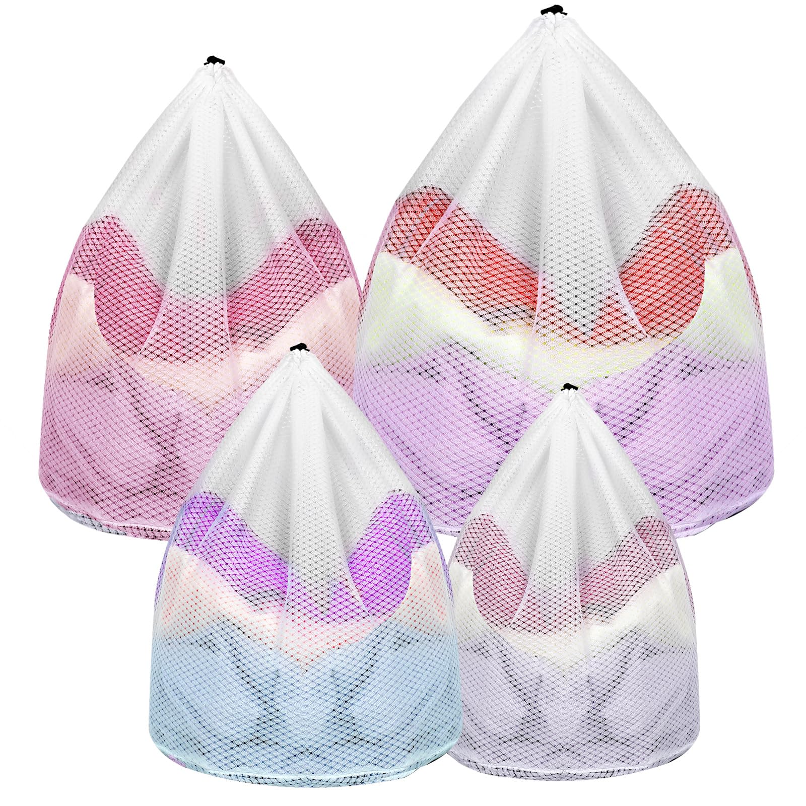 AiQInu Set of 4 Laundry Bags, Washing Machine, Laundry Net, Large Washing Machine, Laundry Bag Set with Cord Stopper, Laundry Bag, Reusable, Laundry Net Bra, Mesh Bag for Laundry 40 x 30 cm