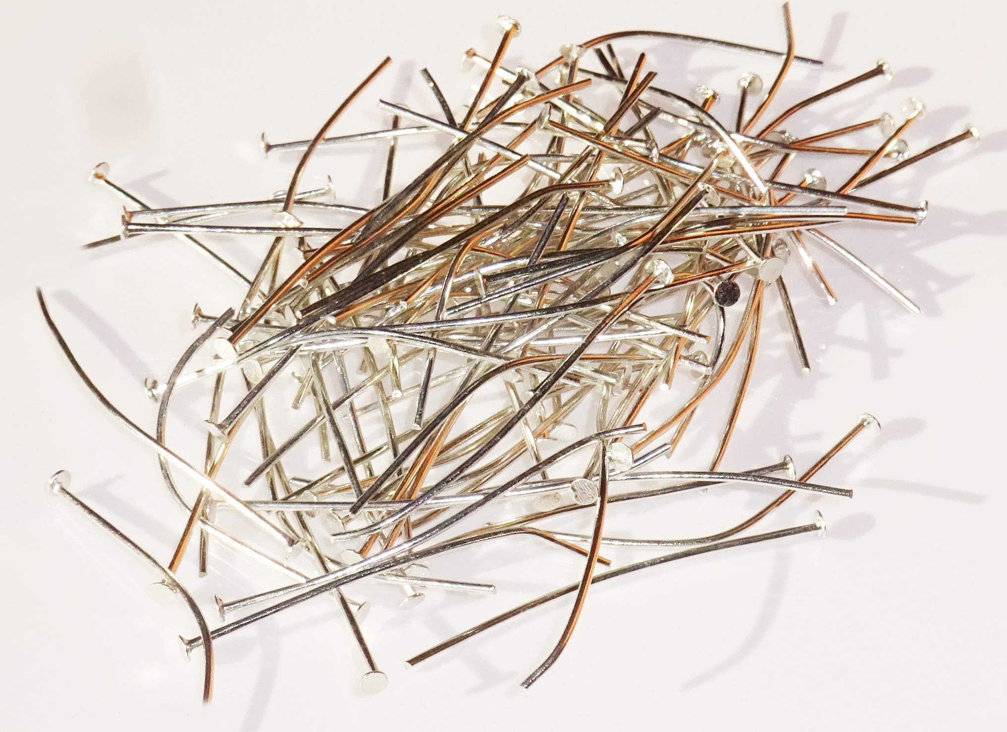 Seear Lights 100 Headed Pins 38mm 1.5 inch 0.8mm Thick Silver Chrome Pins Chandelier Prisms Joining Glass Crystals Drops Prisms Droplets Lamp Parts