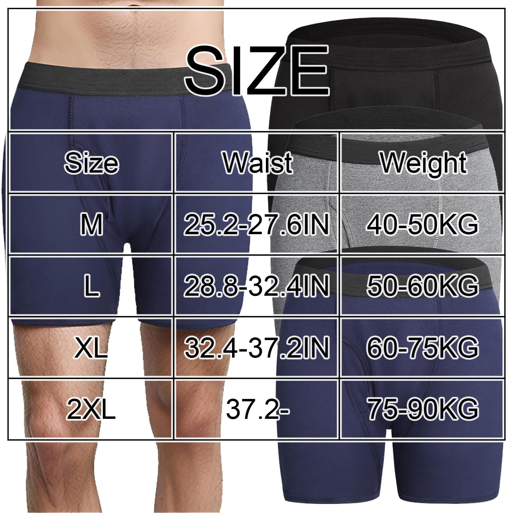 Fendano Orykas Mens Incontinence Underwear, Octipa Men's Ultra-Absorbent Incontinence Boxer Briefs (2 PCS Gray,m)