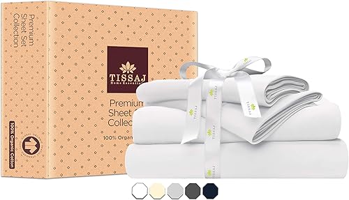 Tissaj - Sábanas de algodón orgánico, un solo color, 100 % certificado GOTS, 300 hilos, fundas de almohada, sábanas bajeras, fundas de edredón