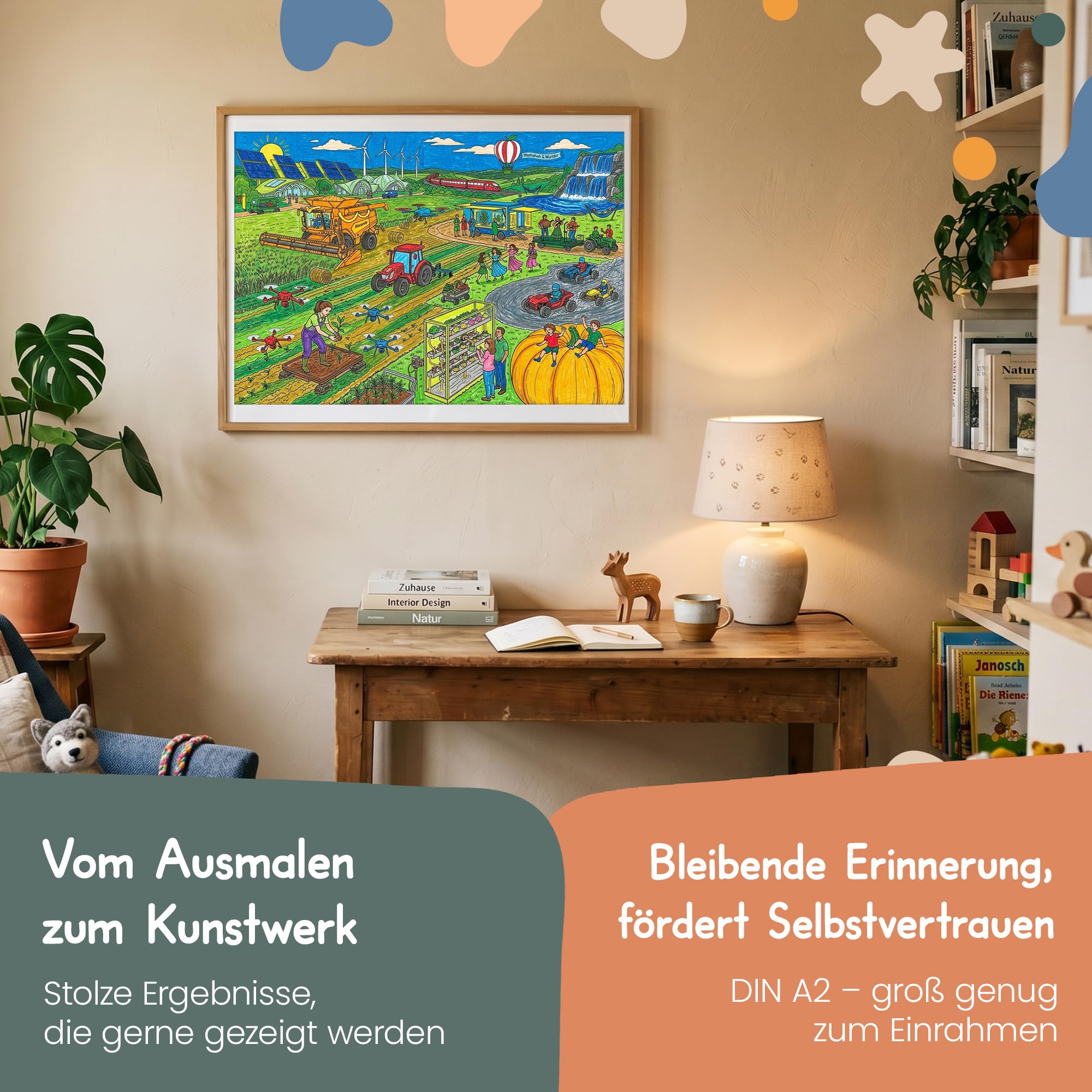 5 x kolorowy plakat XXL z 24 kredkami do kolorowania, farma od 5