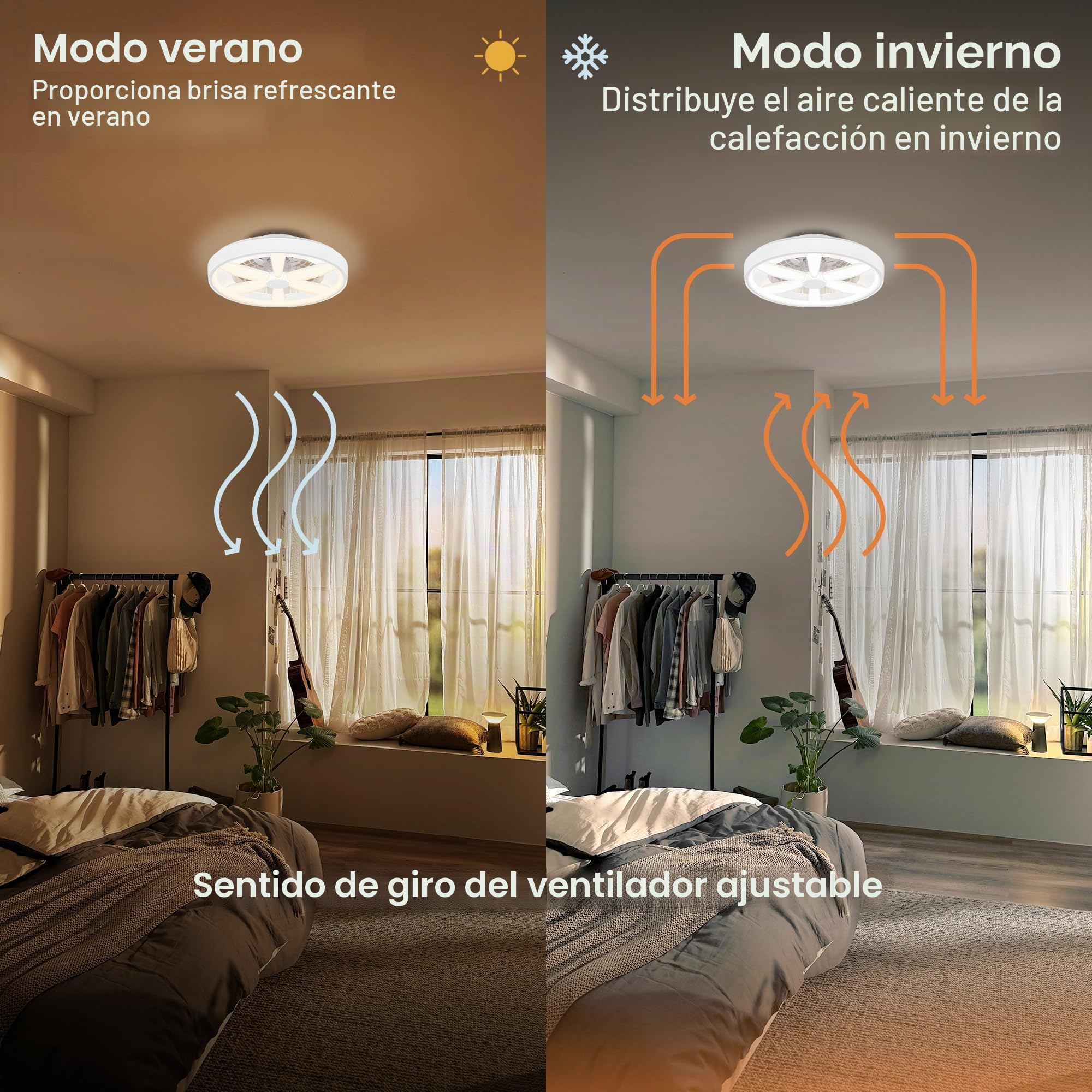 BRILONER - Ventilador de techo con luz LED, mando a distancia, motor DC silencioso con 5 velocidades, RGBIC, CCT y luz regulable, lámpara ventilador techo dormitorio, 48 x 15 cm, blanco