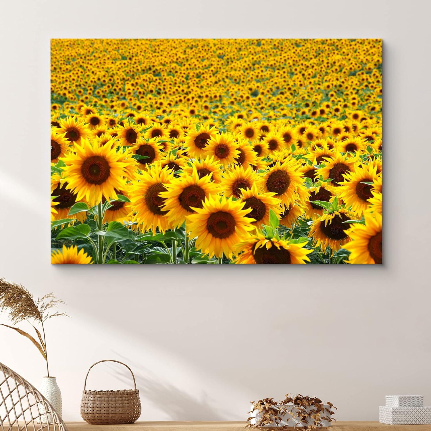 SIGNFORD キャンバスウォールアート リビングルーム 寝室 ホームアートワーク 絵画 ひまわり すぐに掛けられる 12x18イ