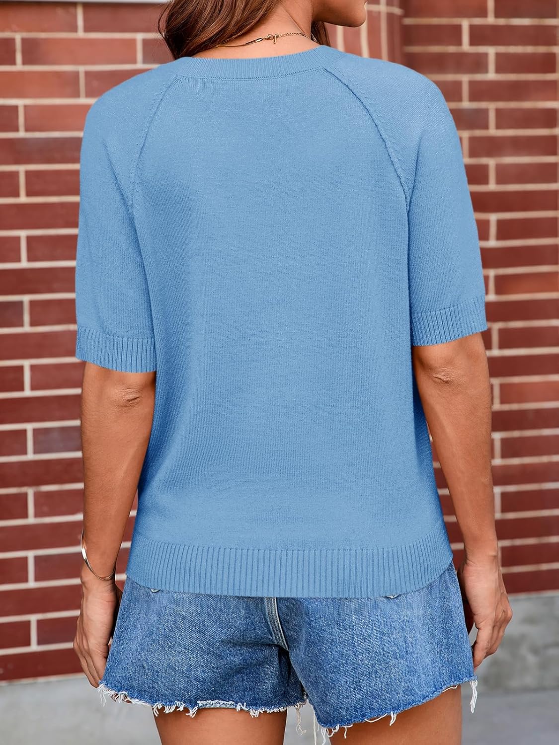 Cicy Bell Womens Short Sleeve Sweaters Crewneck Knit Tops Casual Loose Fit Dressy Pullovers Shirts - Image 4