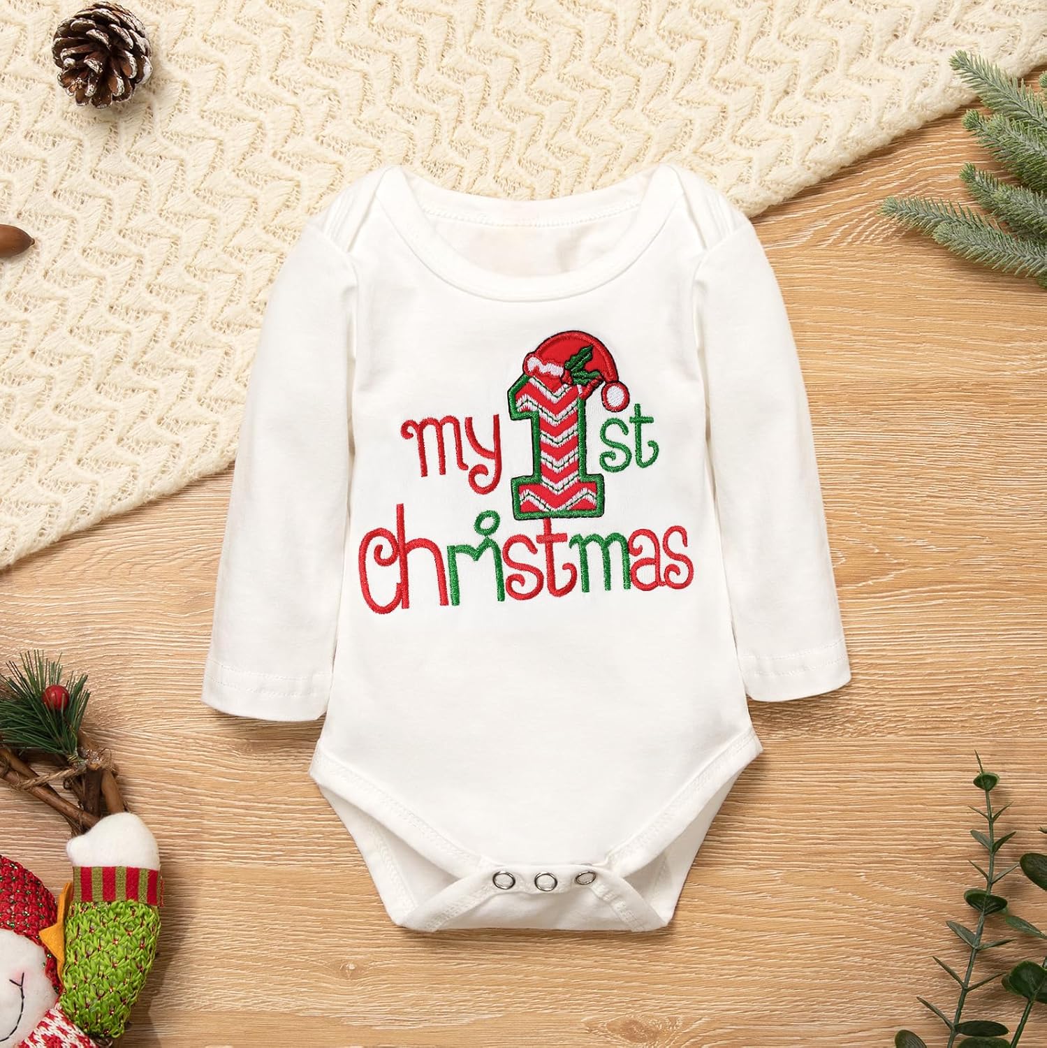 Baby Girl Boy Christmas Outfit My 1st Christmas Baby Boy Infant New Year 4 Pcs Set - Image 2