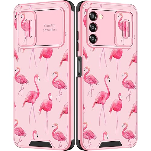 Goocrux for Samsung Galaxy A03S Case Flamingos for Women Cute Girly Phone Cover Pretty Animal Design Aesthetic with Slide Camera Cover Unique Fashion Cases for Galaxy A03S 5G 6.5 inch