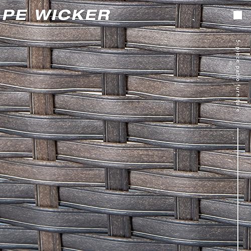 Miniatura 9 de Juego de 2 sillas de patio, juego de muebles de mimbre para patio al aire libre con cojines de olefina gruesos, respaldo alto y asientos profundos,