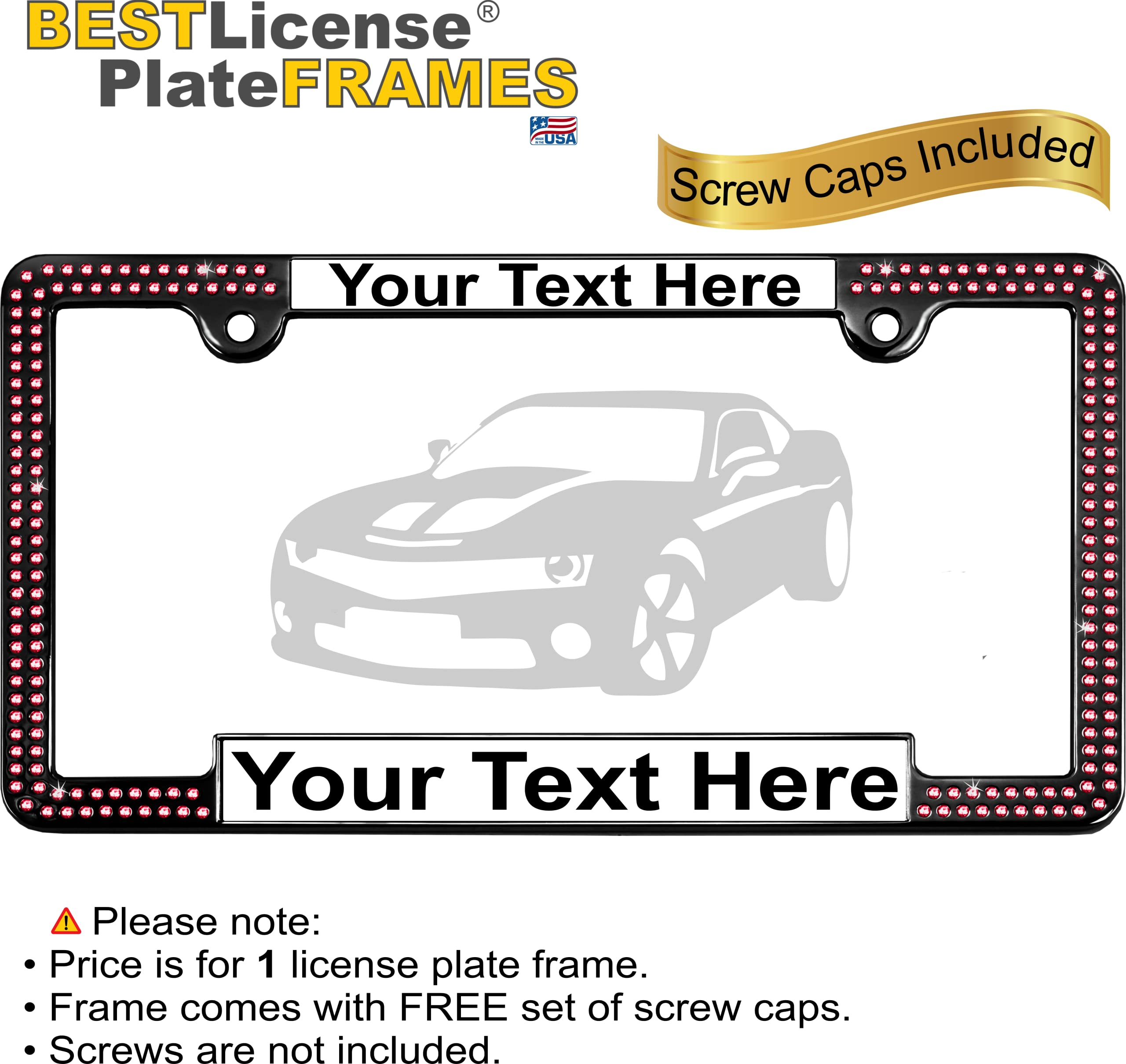 Crystals - Custom Personalized Black Metal Car License Plate Frame with Pink Cr - Picture 54 of 132