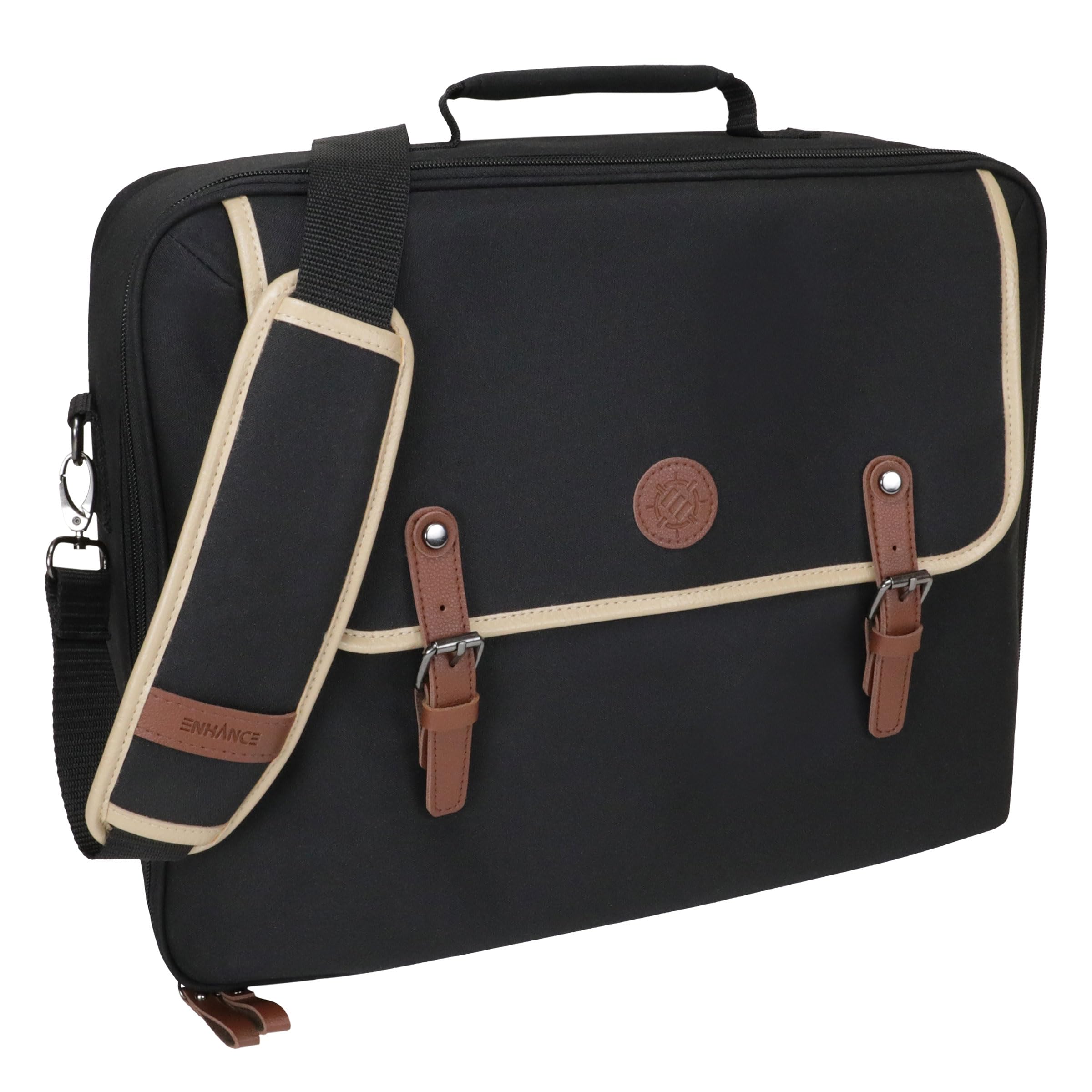 ENHANCE Bolsa TCG de Diseño - Bolsa de Hombro MTG con Divisores Personalizables y Bolsillo para Accesorios para Cajas de Mazos, Compatible con Magic The Gathering, Pokémon y Lorcana (Negro)