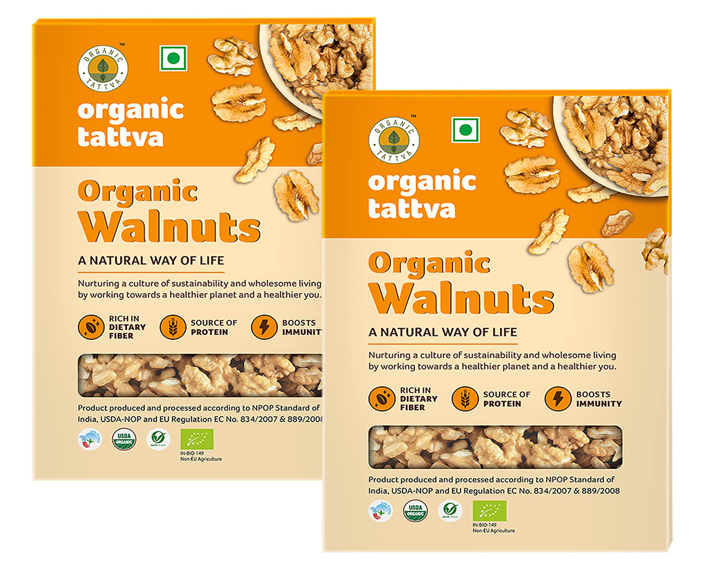 Organic Tattva, Organic Kashmiri Walnuts (Akhrot Giri) 500 Gram | Rich in Dietary Fiber and Protein | Source of Iron and Calcium | Full of Natural Oils | NO Cholesterol and NO Trans-Fat | Naturally Gluten Free| 250 Gram Each