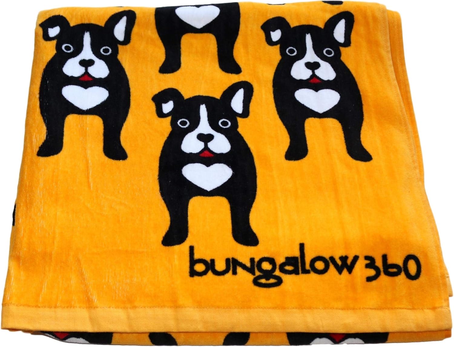 bungalow 360 100% Cotton Vegan Beach Towel (Black Dog)
