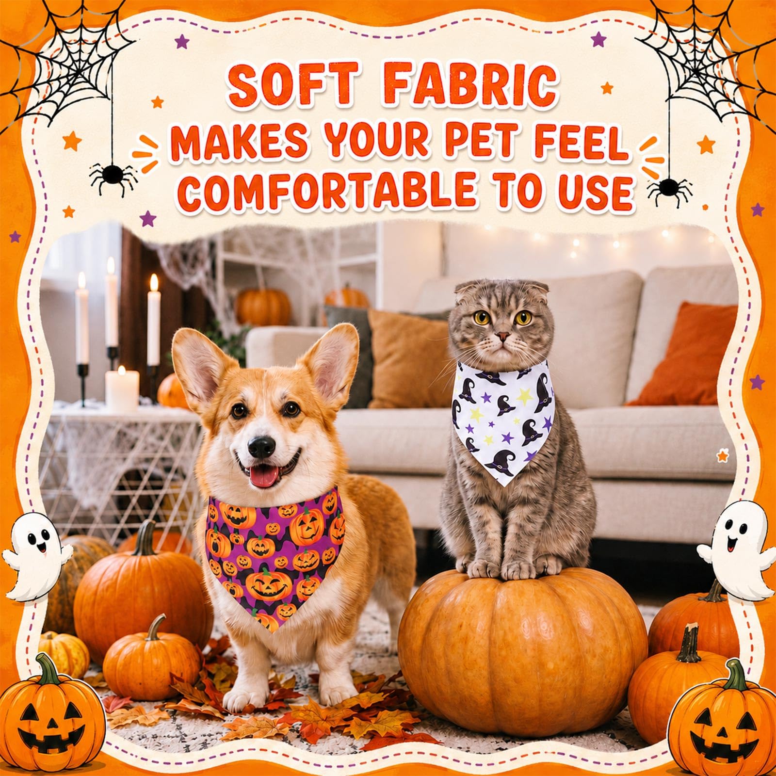 Sanwuta 120 bandane triangolari per cani di Halloween, lavabili, bavaglini regolabili per animali domestici di piccola e media taglia, 30 stili