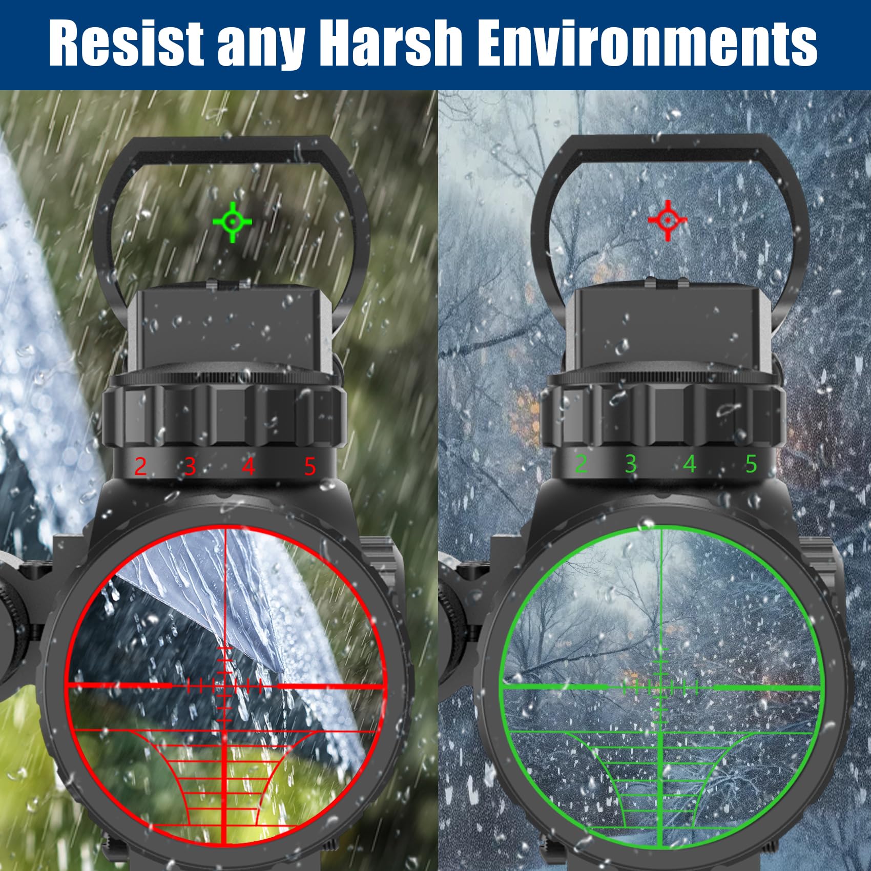UUQ C4-12X50 Rifle Scope Dual Illuminated Reticle W/Laser Sight