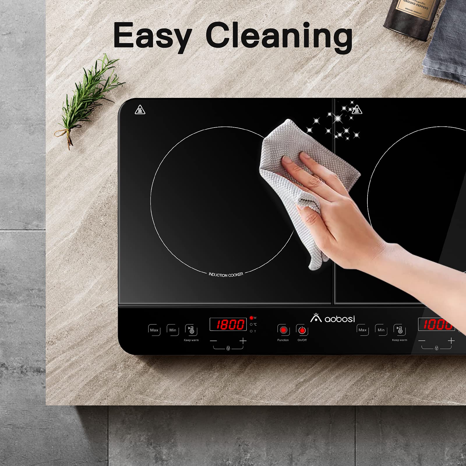Aobosi Induction Hob,Double Induction Cooker,Portable Electric