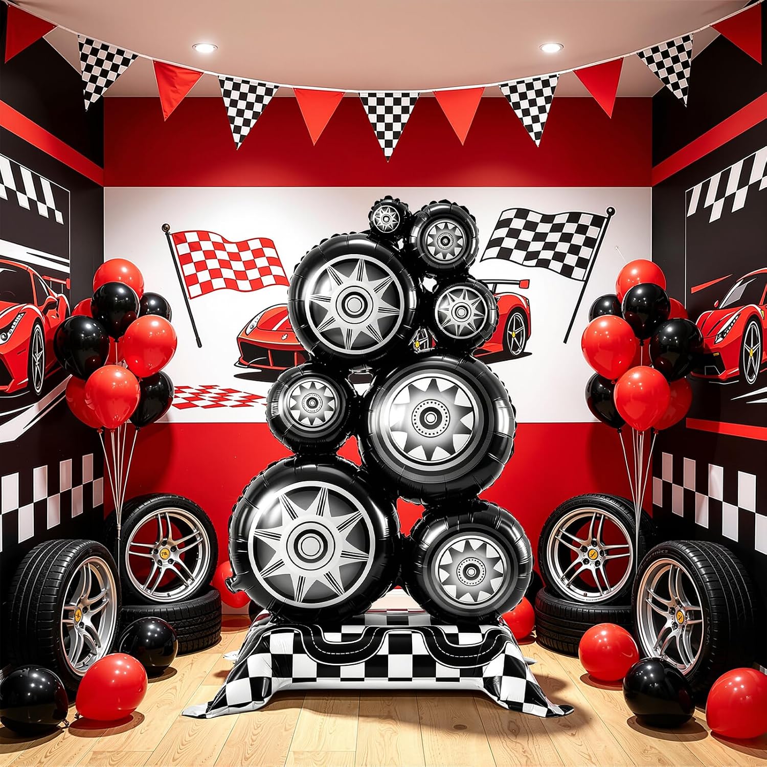 Giant Tire Balloons,3.5ft Self Standing Race Car Birthday Party Decorations image 5