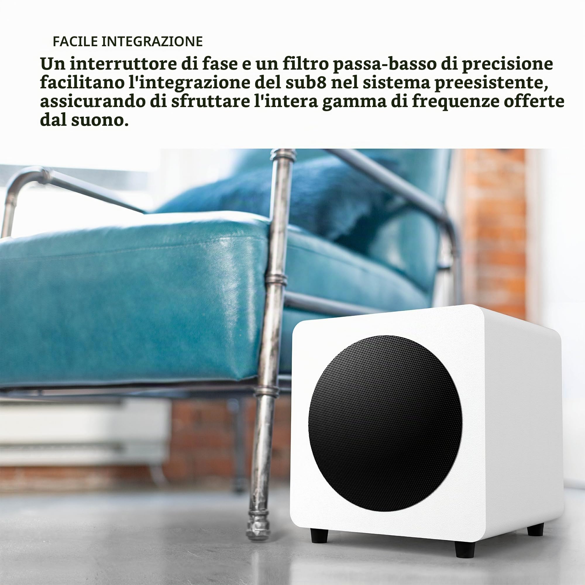 Kanto SUB8 Sealed Powered Subwoofer | 300W Peak Power | 8" Woofer | Vinyl
