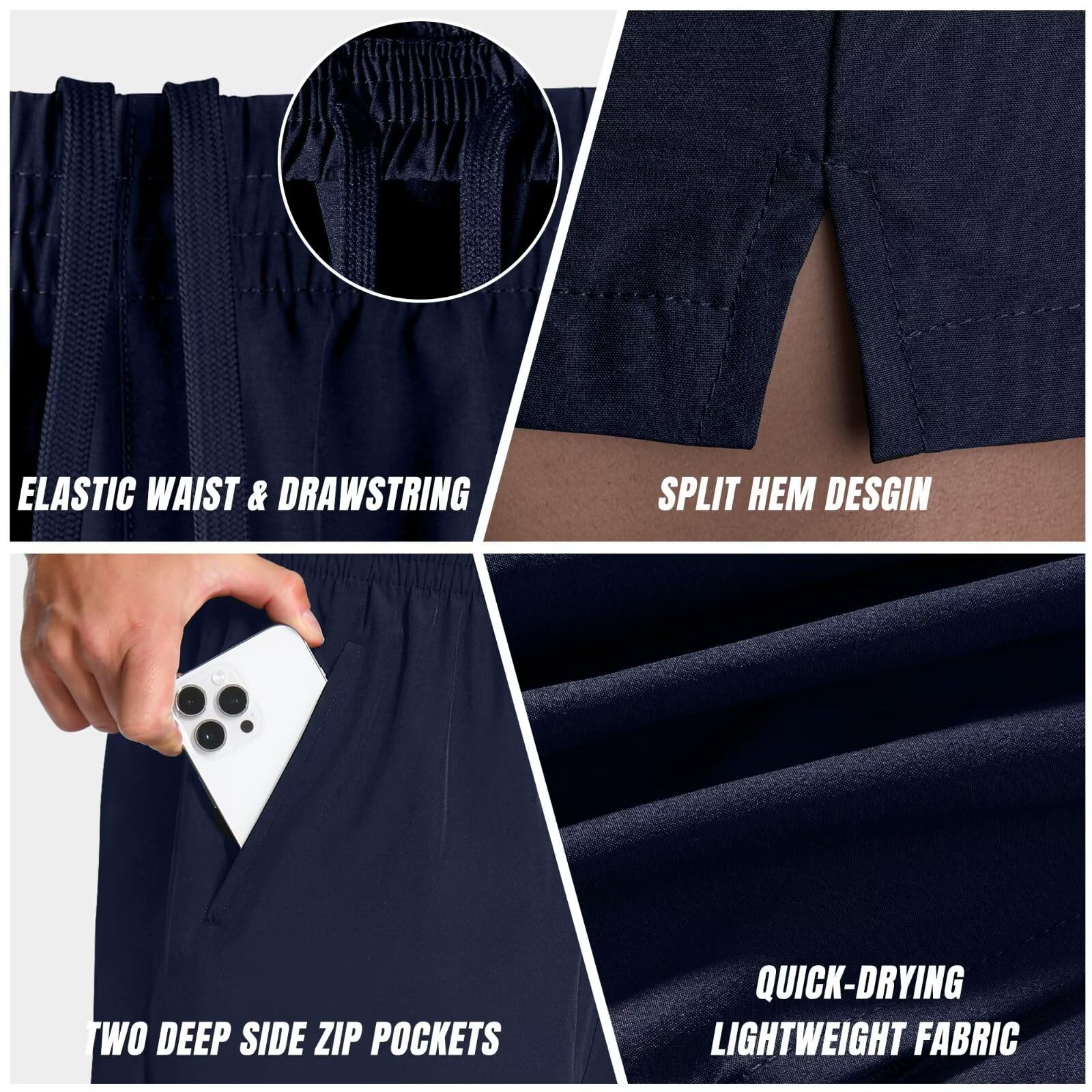 Sportliche Laufshorts für Herren, 12,7 cm (5 Zoll), Fitnessstudio, Workout-Shorts für Herren, leicht, aktive Sport-Laufshorts mit Reißverschlusstaschen