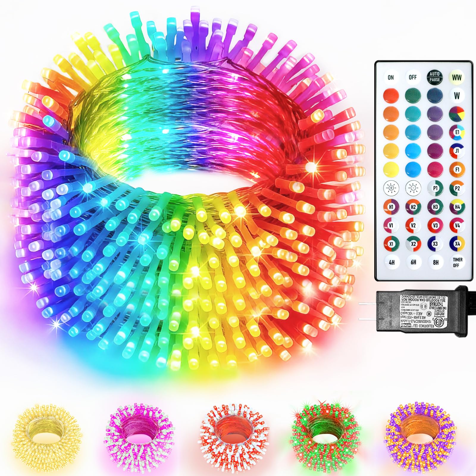 Photo 1 of Color Changing Christmas Lights, 200 LED 35 Colors String Lights Indoor Outdoor with Remote, Waterproof Connectable Twinkle Lights Plug in for Xmas Tree Halloween Party Wedding Room Decor