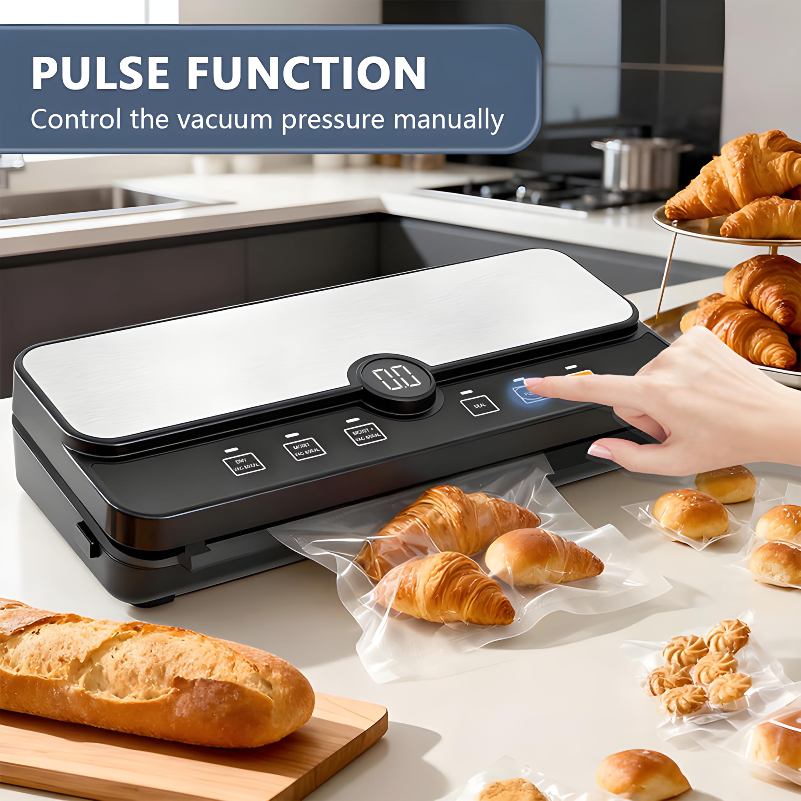 Macchina sottovuoto | Elettrodomestico compatto da cucina per la conservazione di alimenti freschi | Guarnizione automatica One-Touch | 4 modalità intelligenti: secco, umido, umido e freddo |