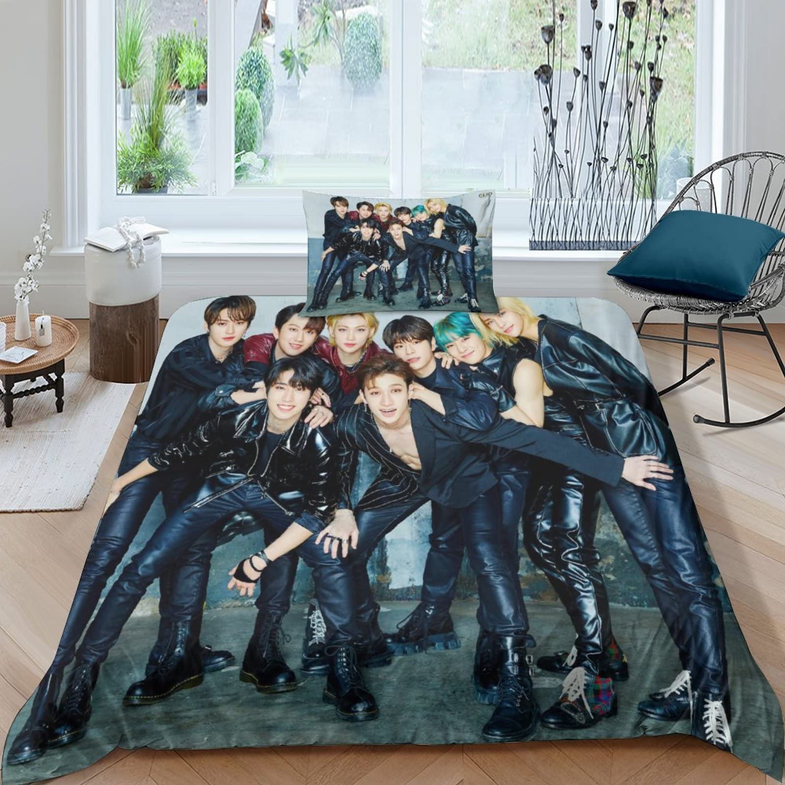 BOHHO Stray Kids Housse De Couette Avec Taie D'oreiller 3D Enfants