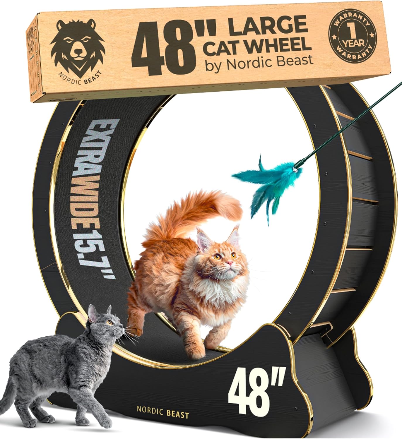 48'' Gold Cat Wheel for large cats up to 45 lbs