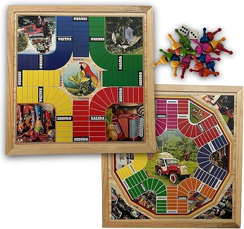 Generic PARQUES MAGNETICO Colombiano - Doble Cara - de 4 a 6 jugadores - Parchís Juego de Mesa - Parchís - Ludo - Tema con ilustraciones