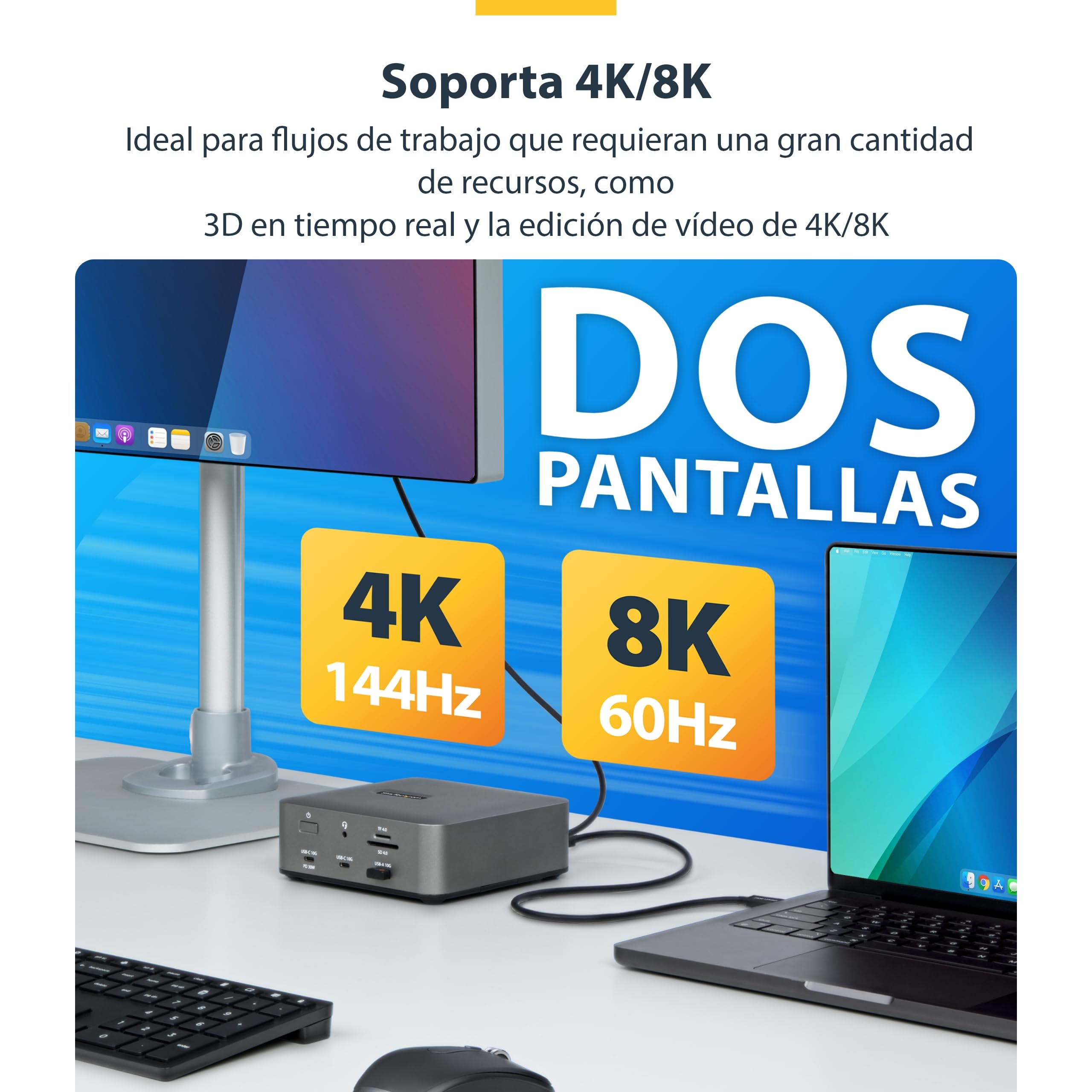 StarTech.com Cable Thunderbolt 5 de 3m - 80Gbps hasta 120Gbps - PD 240W - 8K 60Hz - Certificado - Compatible TB4/USB4