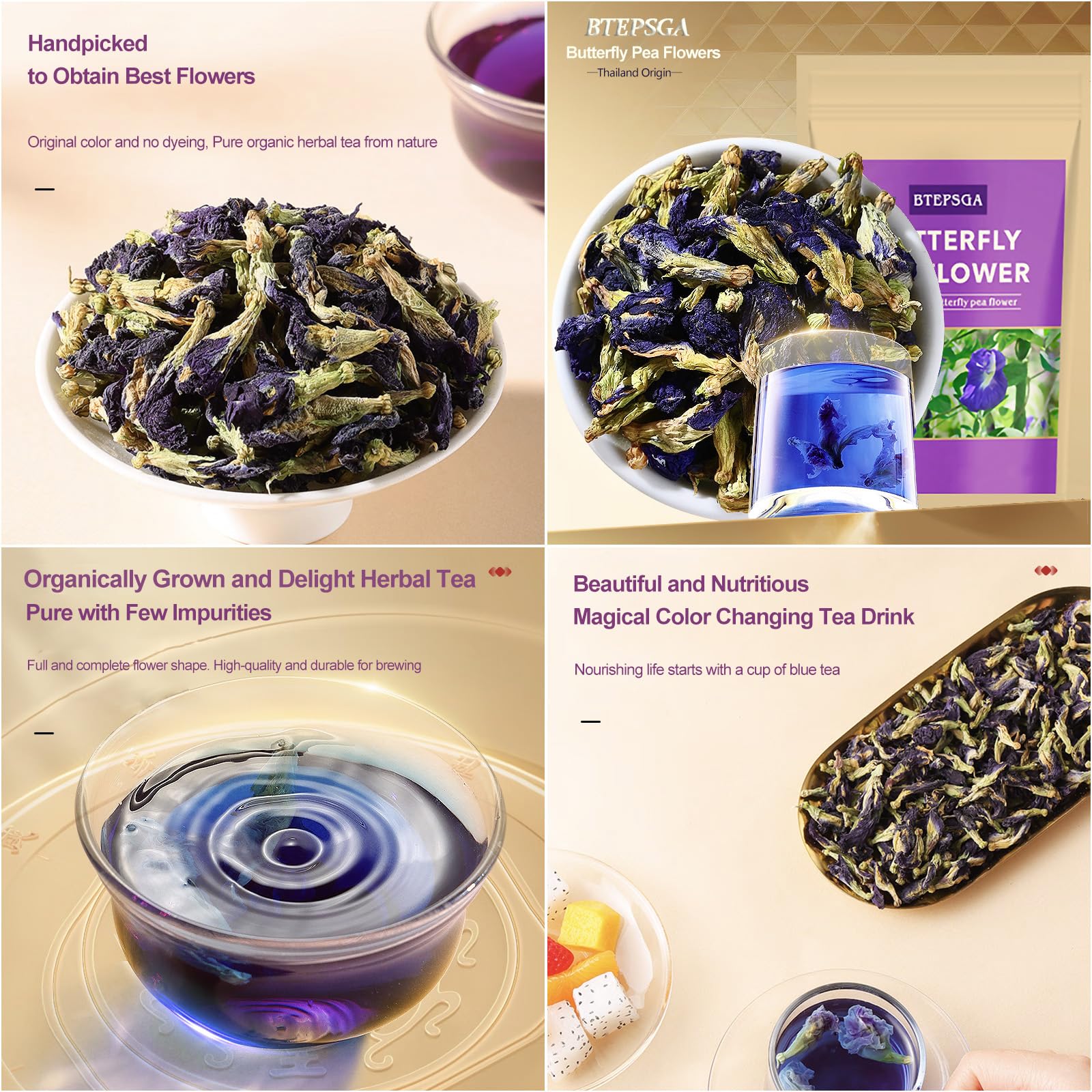 Amazon.com : Organic Butterfly Pea Flower Tea from Thai, 17.63 Oz