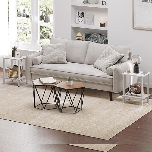 Miniatura 80 de TUTOTAK TB01BK035 - Mesa auxiliar, mesita de noche con estante de almacenamiento de 2 niveles, para espacios pequeños, 2 unidades Negro,Marrón,Gris