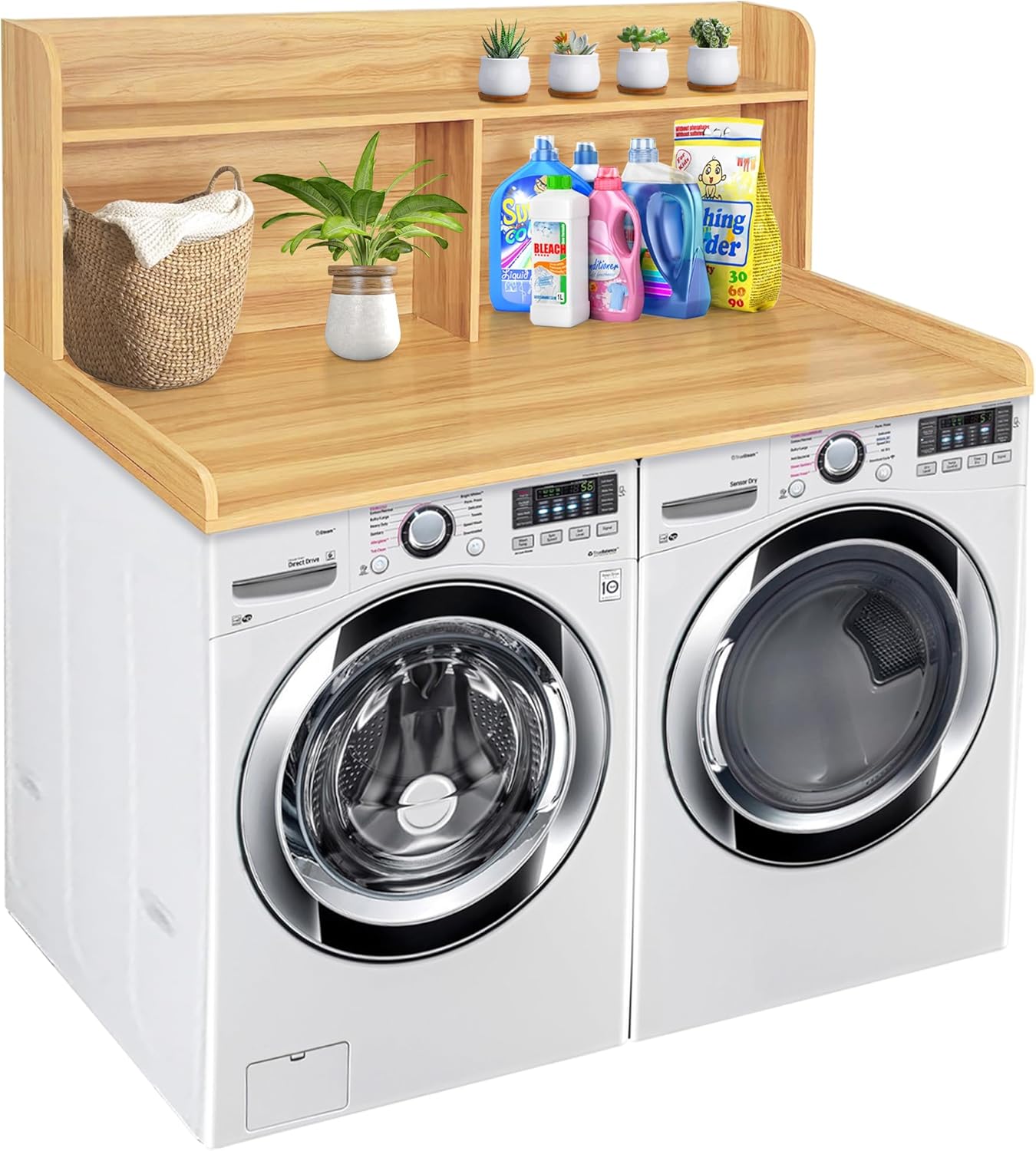 Royxen Laundry Countertop with 20“ Shelf Universal Fit, Washer and Dryer Countertop with Storage Space, Oak