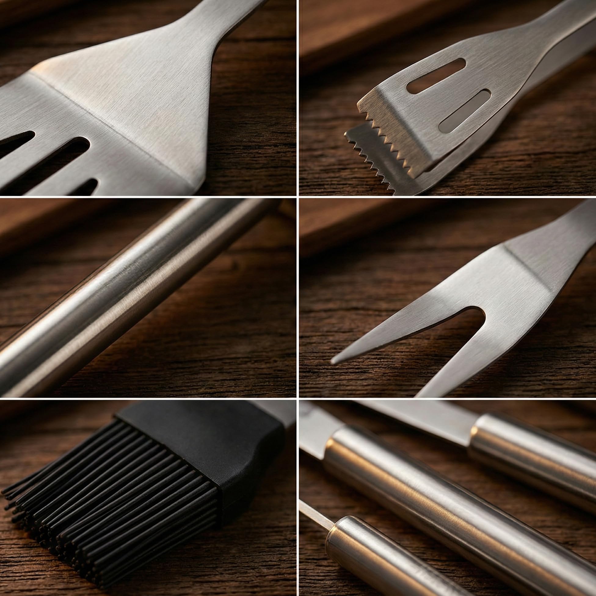 Set 9 Pezzi Utensili Barbecue – Attrezzi BBQ in Acciaio Inox con Custodia – Accessori Completi per Barbecue, Grigliate, Camino e Cottura al Forno