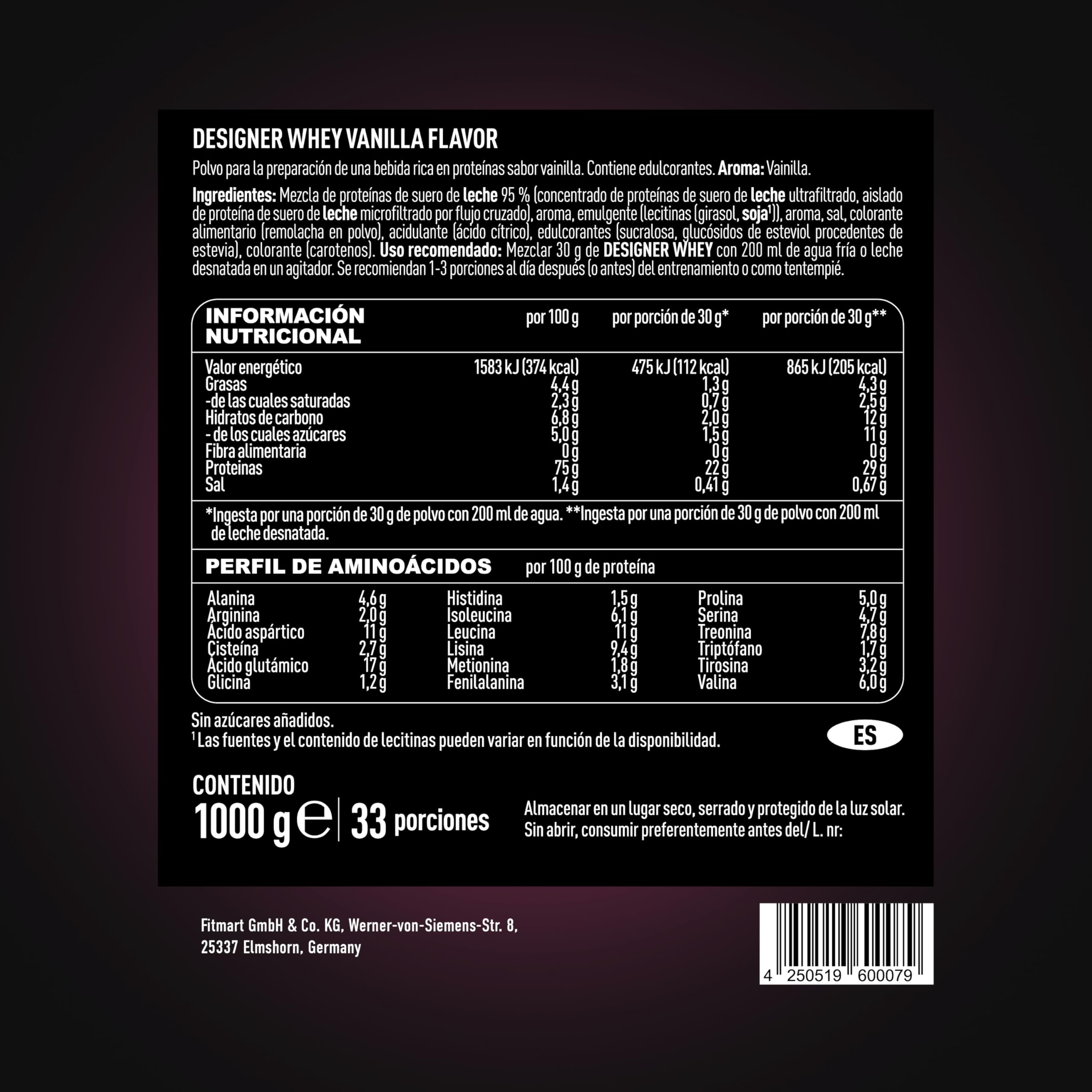 ESN Designer Whey Protein, Vainilla, 1 kg, Proteína de Suero de Leche en Polvo