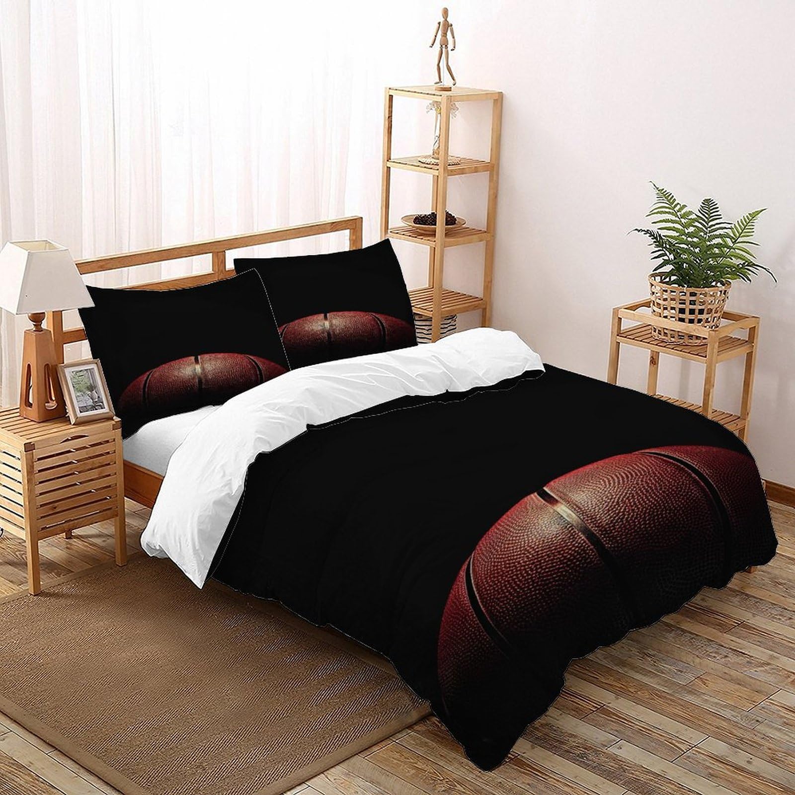 Housse de couette basketball microfibre parure de lit sports theme 2 pièces adulte