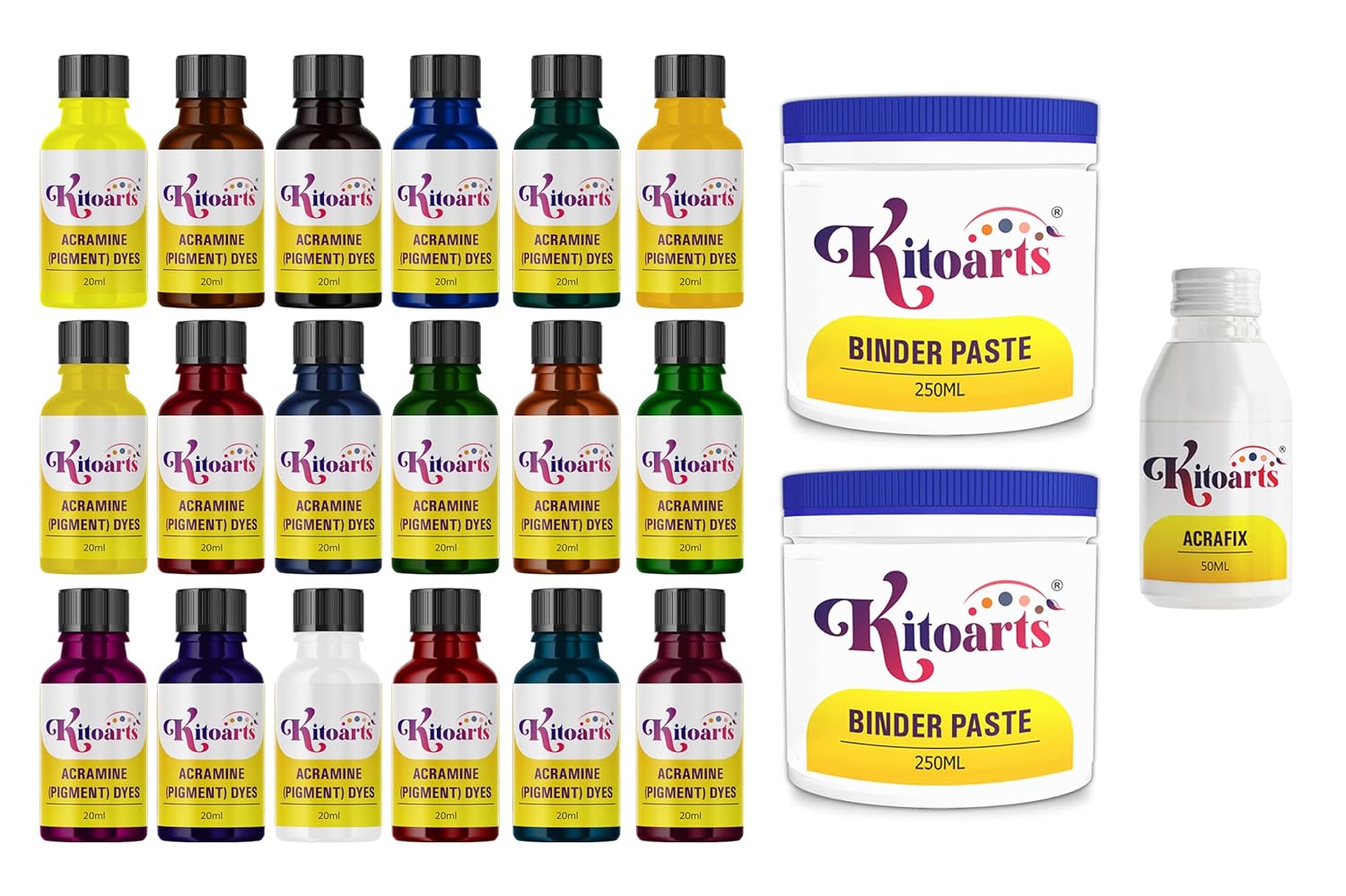 Kitoarts Screen Printing kit and Block Printing Kit, 18 Pigment Dyes