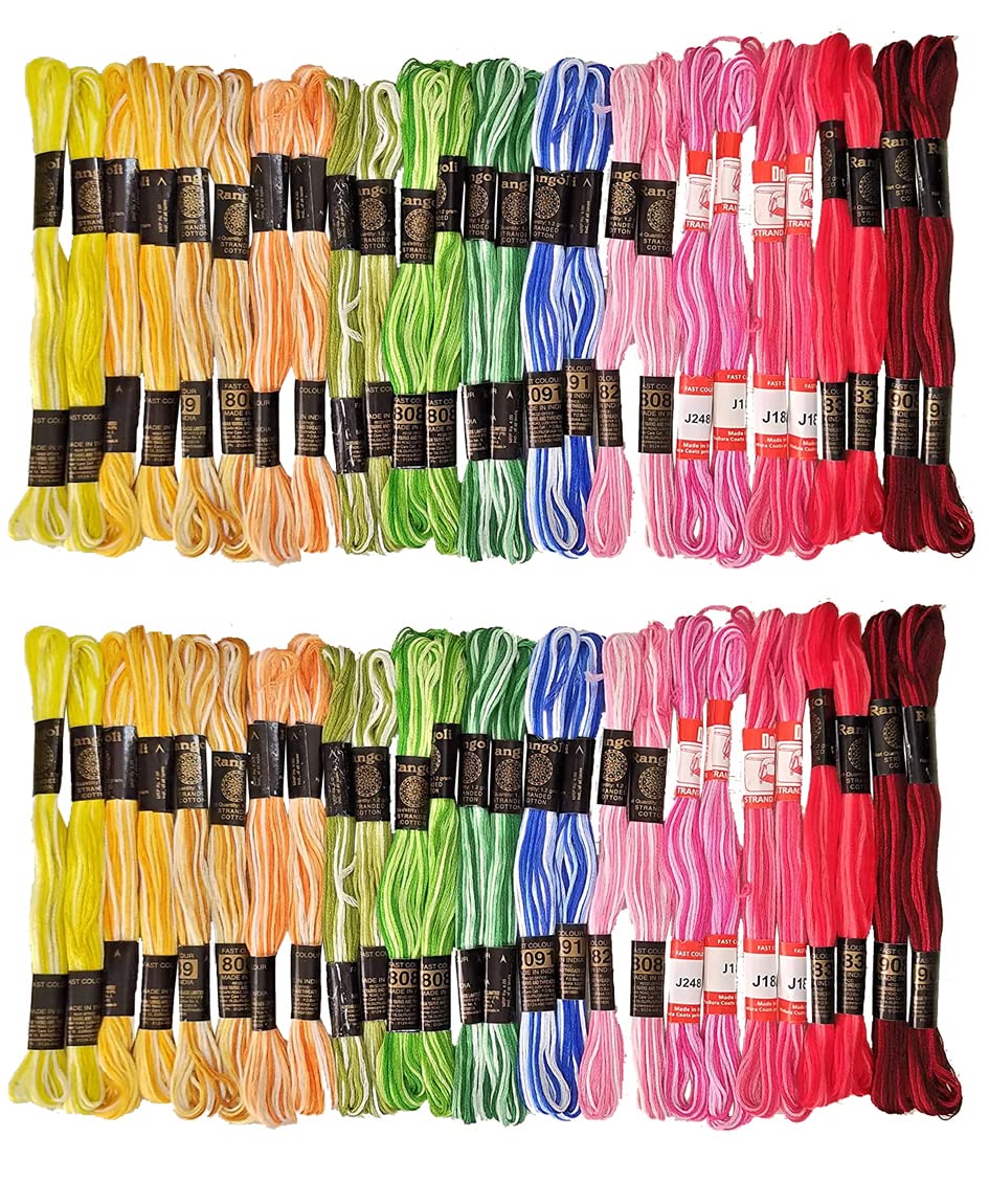 Homeistic Applience Ultimate Cross Stich Embroidery Thread Set: Premium Stranded Cotton Threads For Hand Embroidery & Craft. (Double Shaded Color,Pack Of 50),400 Gram,Multicolour