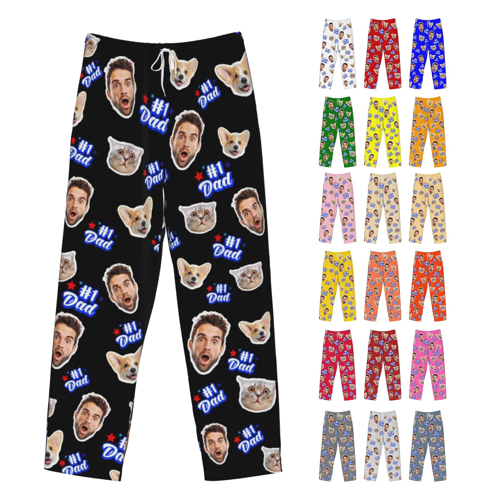 Custom Pajamas Pants Plaid Personalized Funny PJ Pant Design with Face Pajama for Men Women Dog Pet
