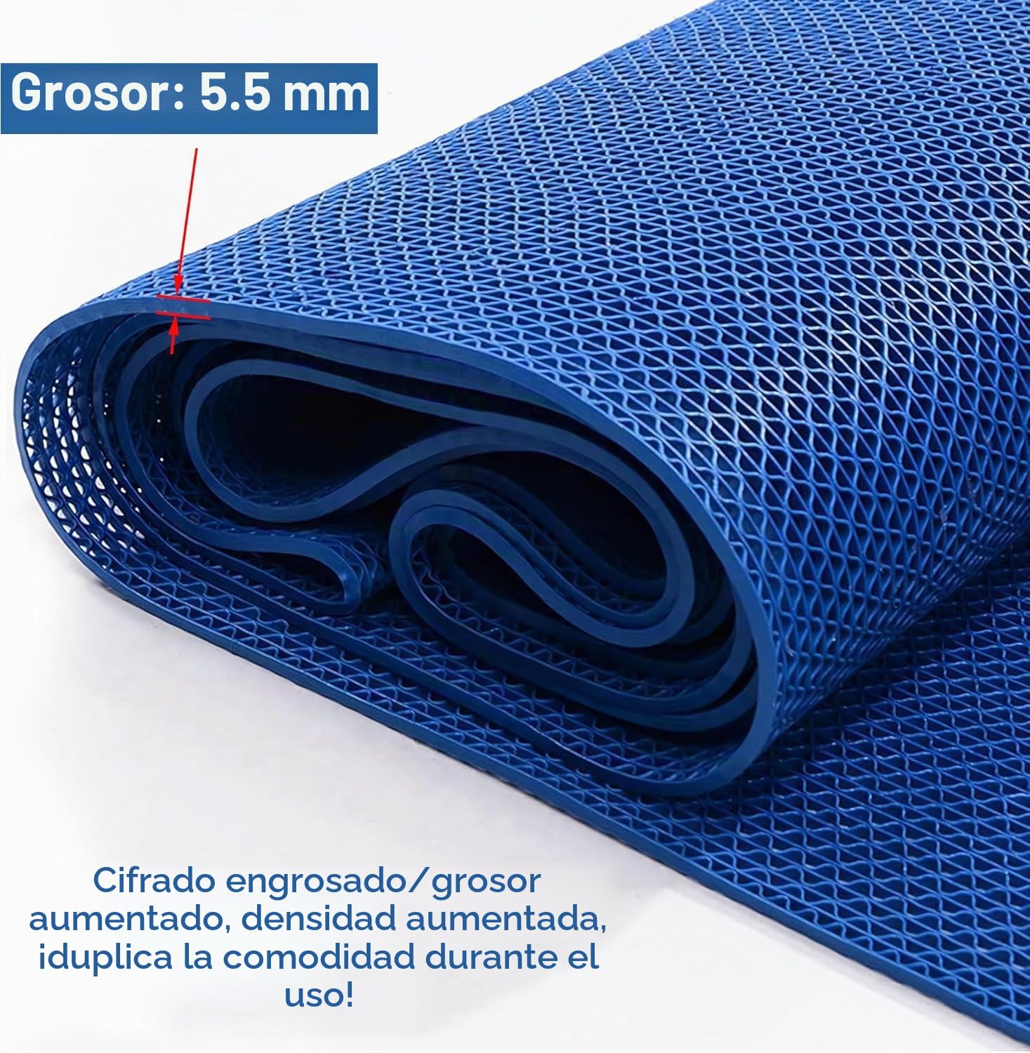 Alfombrilla de drenaje de PVC de 90 x 500 cm de grosor de 5,5 mm, alfombrilla antideslizante, alfombrilla de drenaje de malla de PVC, antideslizante, alfombra de goma para sauna, alfombra