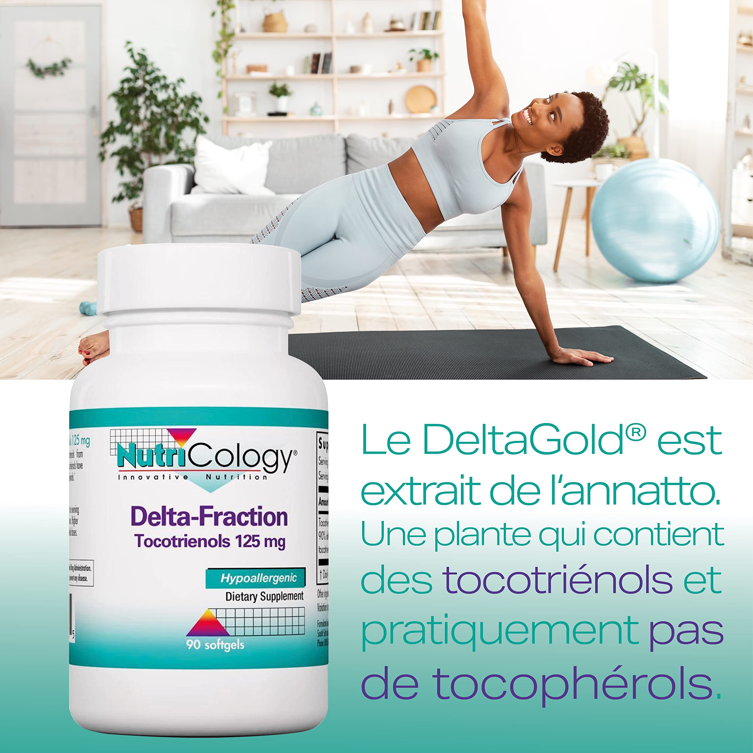 Nutricology, Delta Fraction Tocotrienols (Tocotrienols), 125mg, 90 Capsules molles, Sans Gluten, Sans Soja, Sans OGM