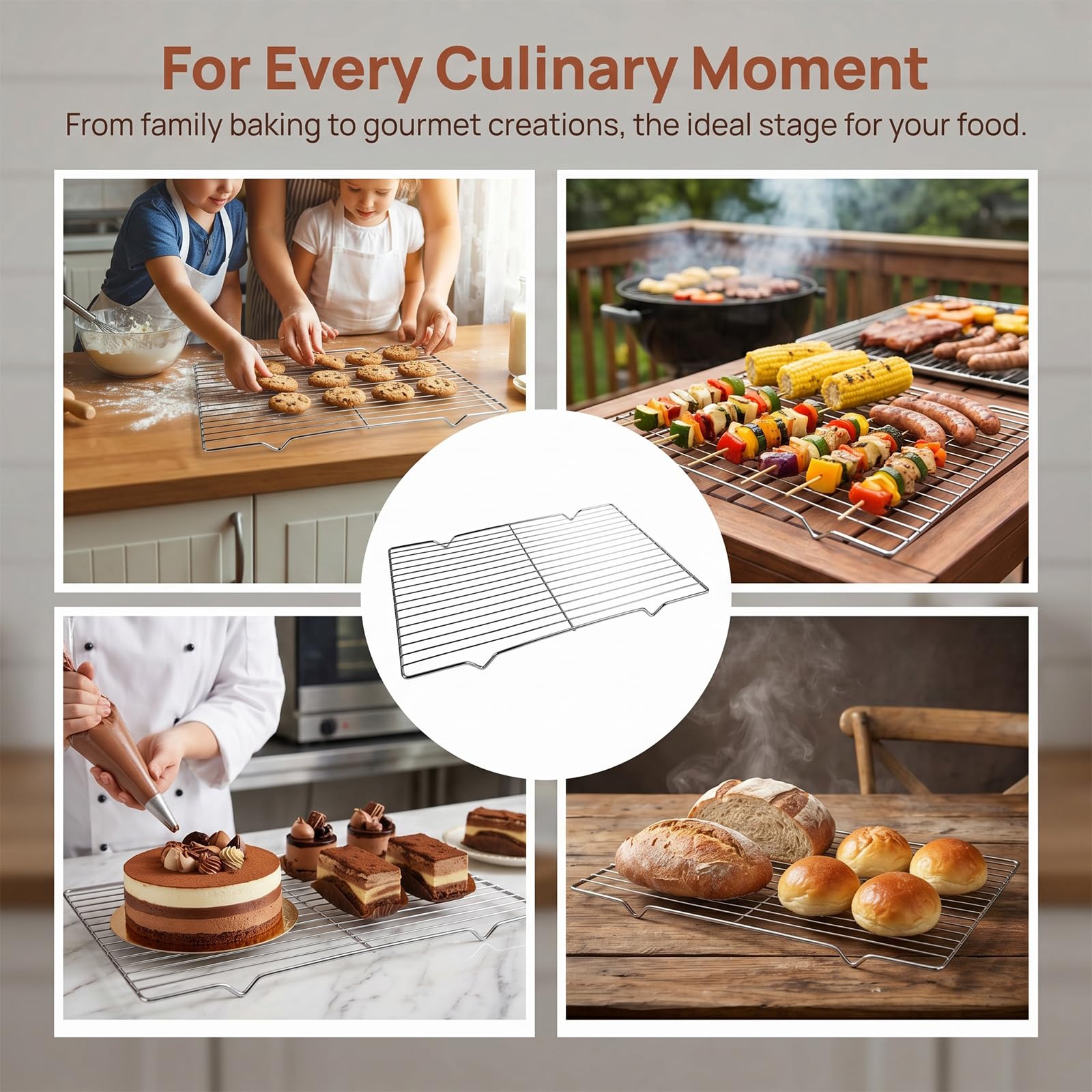 Grille de Refroidissement Pâtisserie 30×20.5cm Rectangulaire pour Cuisine et Gâteaux