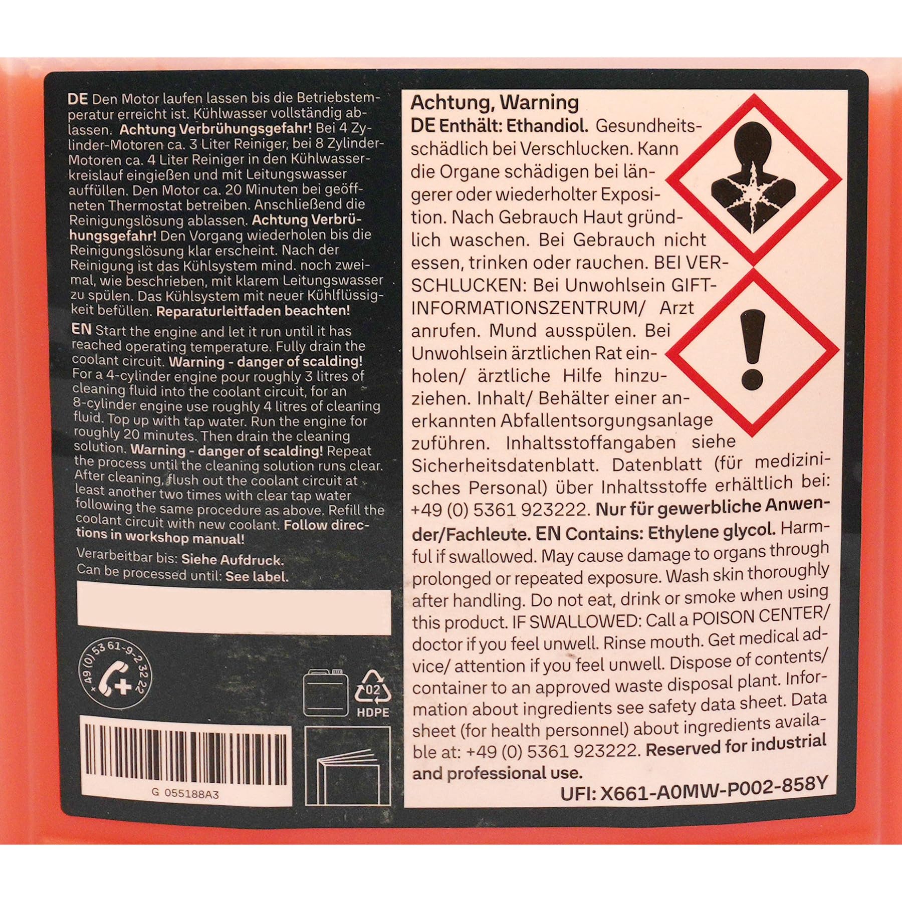 Volkswagen G055188A3 Reinigungsmittel für Kühlmittelkreislauf, entölend, 5 Liter