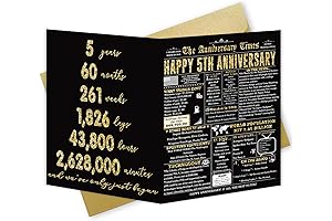 5th Year Anniversary Gifts Idea, Wood Anniversary Card Gifts for Him Her