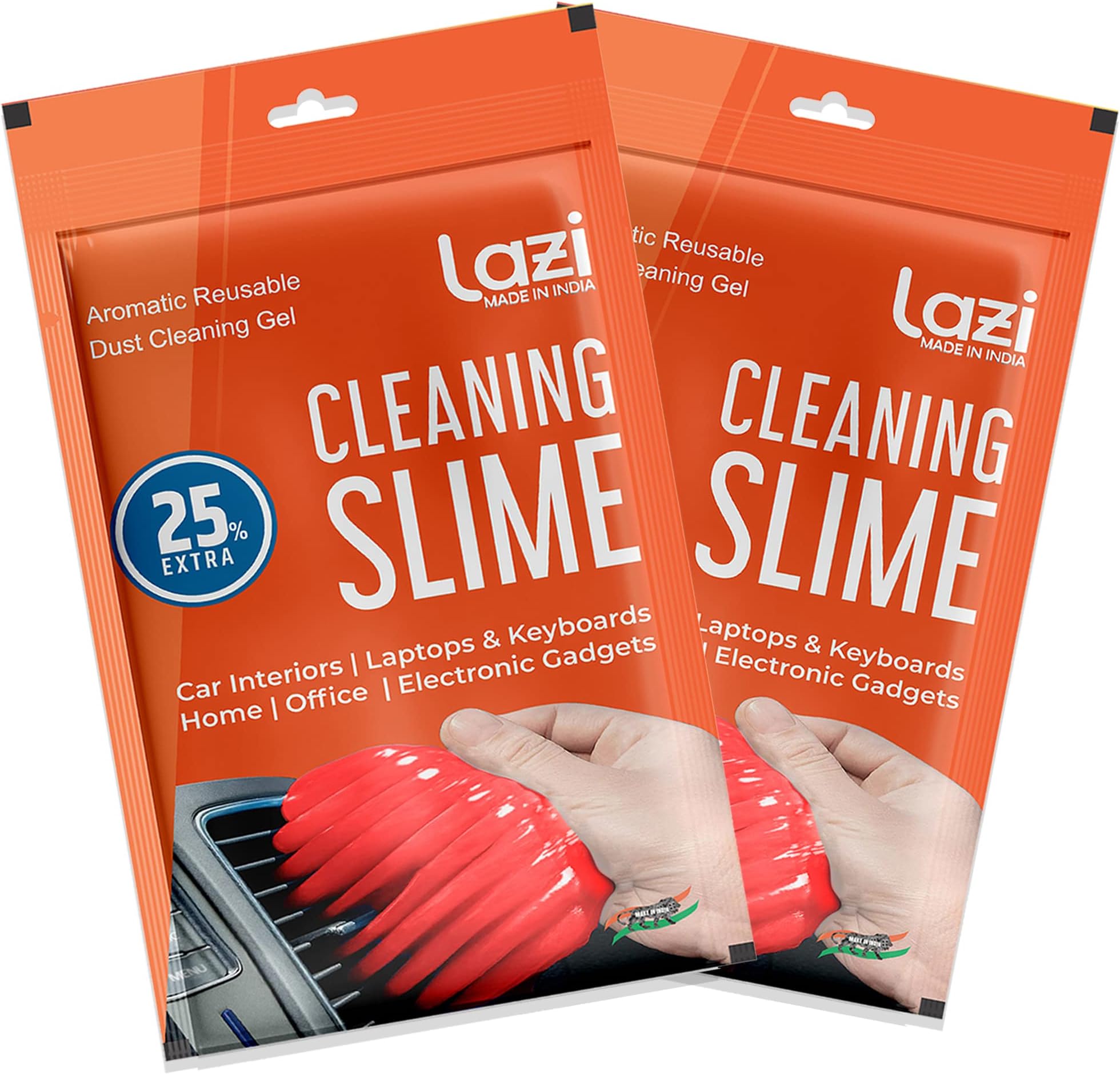 LAZI (Pack of 2) Multipurpose Car Ac Vent Dashboard Interior Dust Dirt Cleaner Sticky Jelly Putty Kit for Vehicle Interior Keyboard PC Laptop Electronic Gadgets appliances Reusable Cleaning Gel