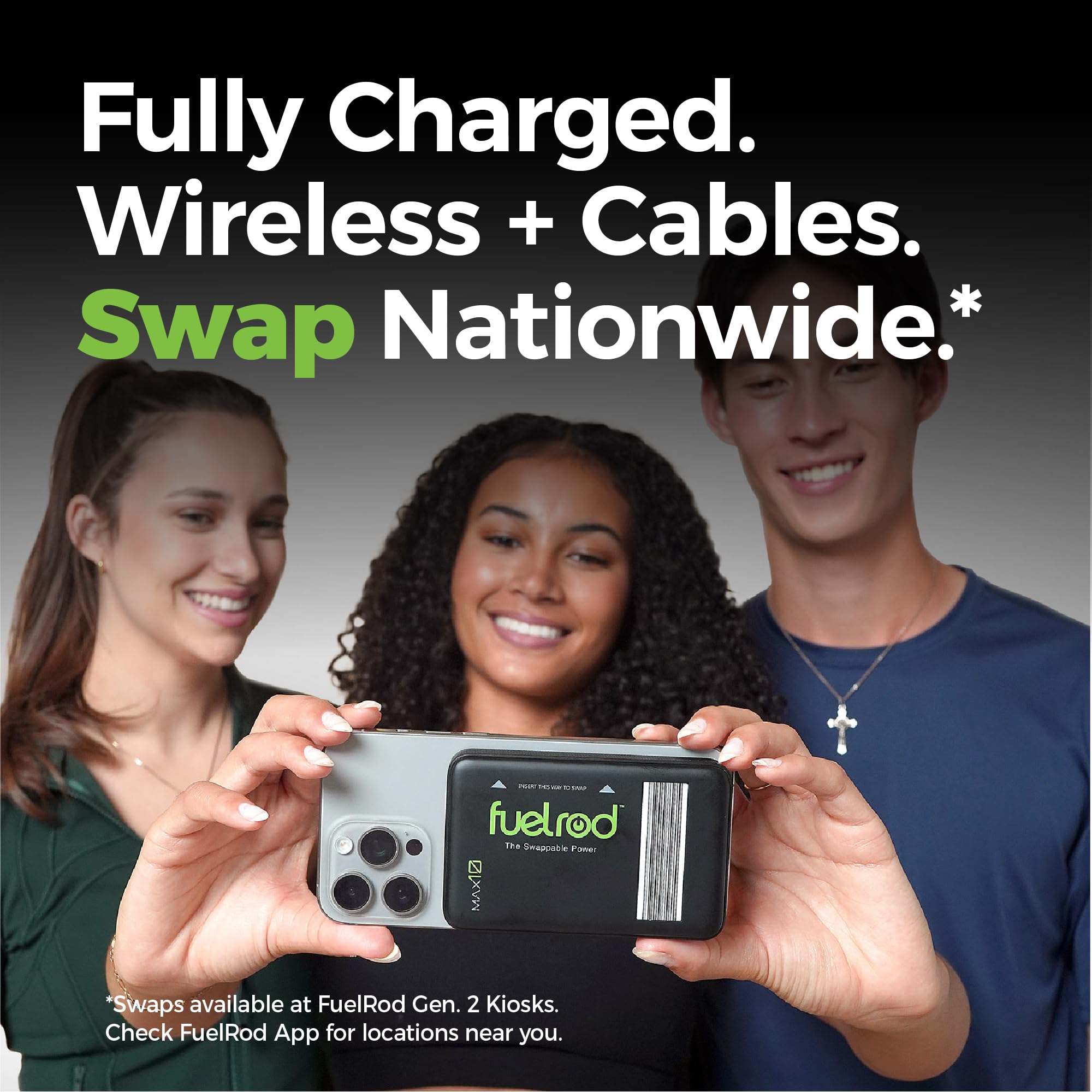 FuelRod MAX10 - Cargador portátil de alta capacidad, potencia intercambiable, carga inalámbrica, USB-C, 10.000mAh