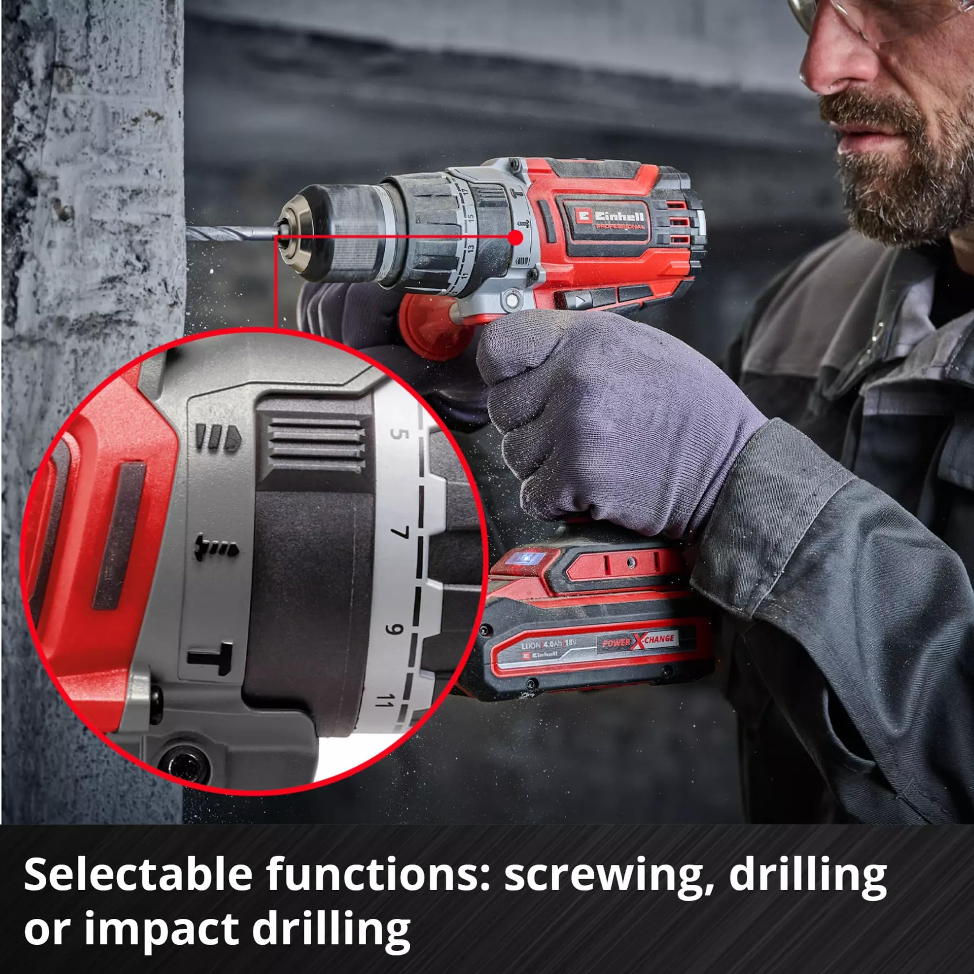 Einhell Professional Taladro percutor con batería TP-CD 18/70 Li-i BL-Solo Power X-Change (18 V, sin escobillas, 70 Nm, func. de perfor. por percusión, portabrocas de 13 mm, 2 velocidad, sin batería)