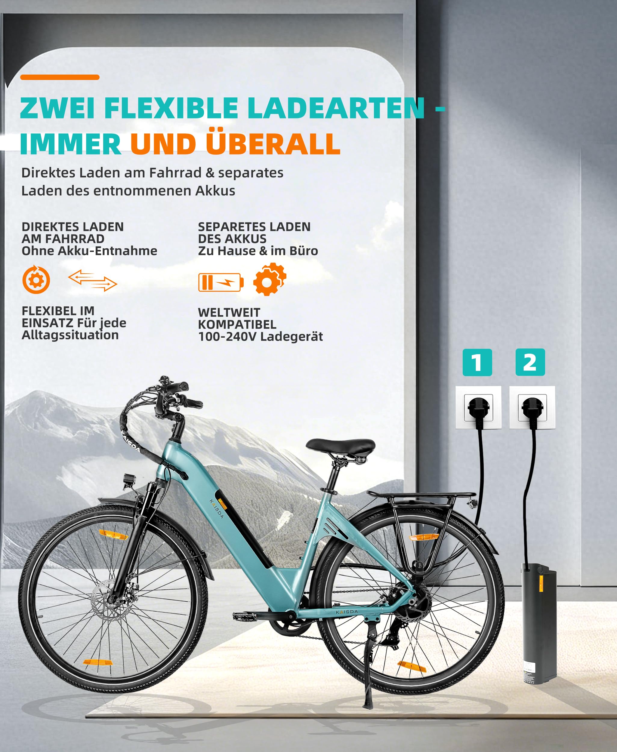 E-Bike Damen 28/26 Zoll,Elektrofahrräder City E-Bike Herren Damen mit 36V 20Ah Akku, bis 80 km, 250W Motor, 7-Gang, LCD-Display